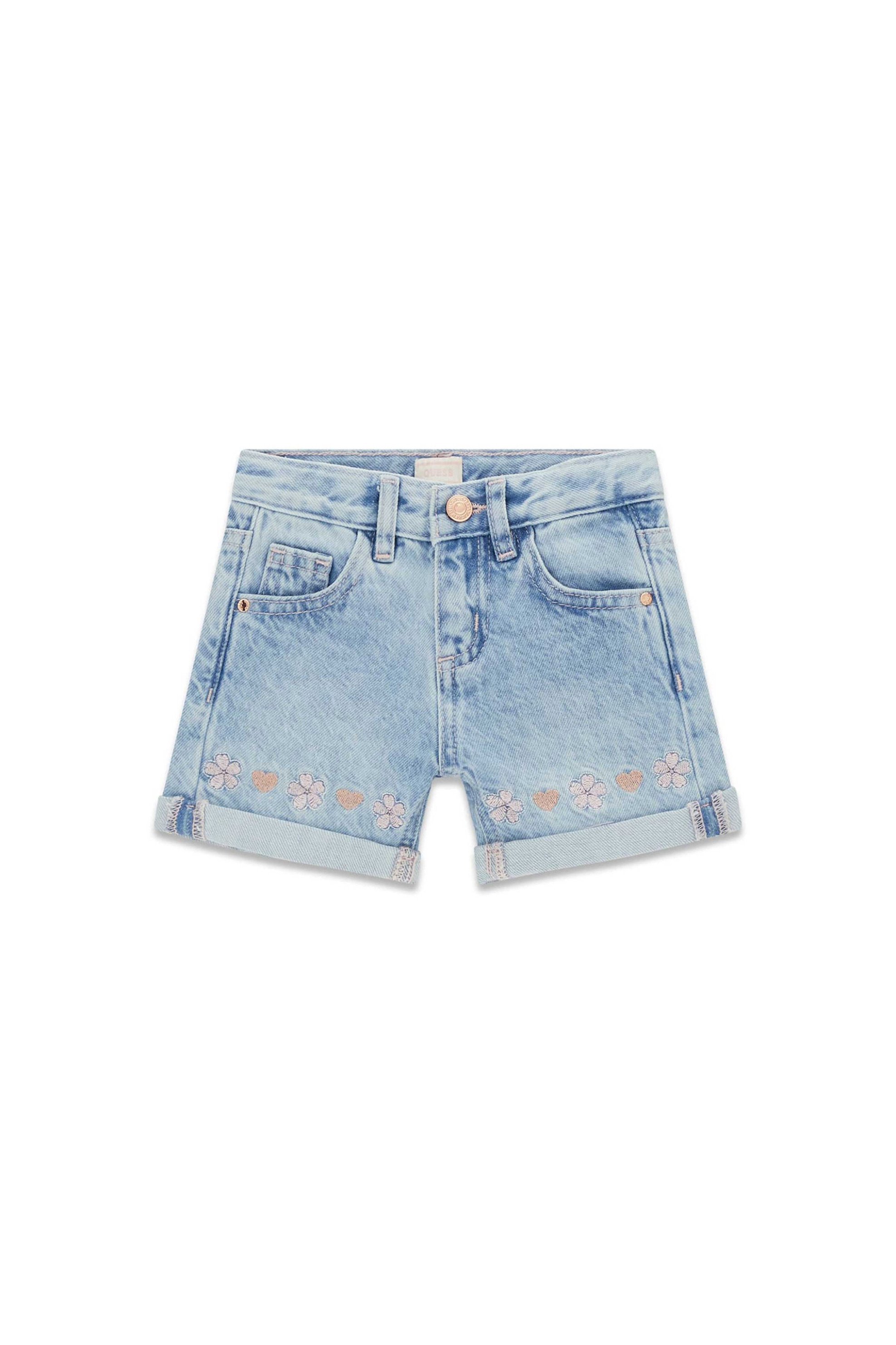Guess παιδικό denim σορτς με κέντηματα - K6GD12D45E0 Denim Blue