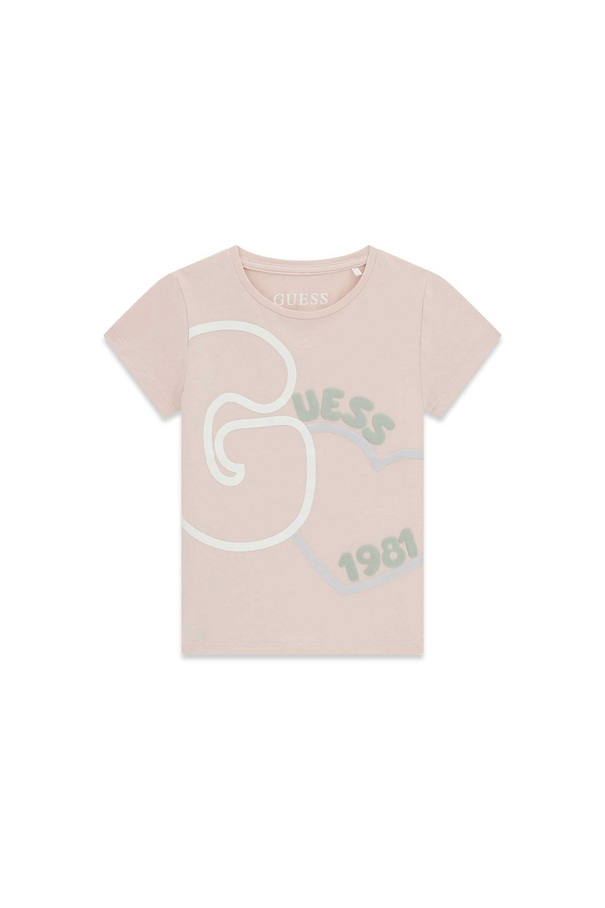 Guess παιδικό T-shirt με logo print - K6GI04K6YW4 Ροζ