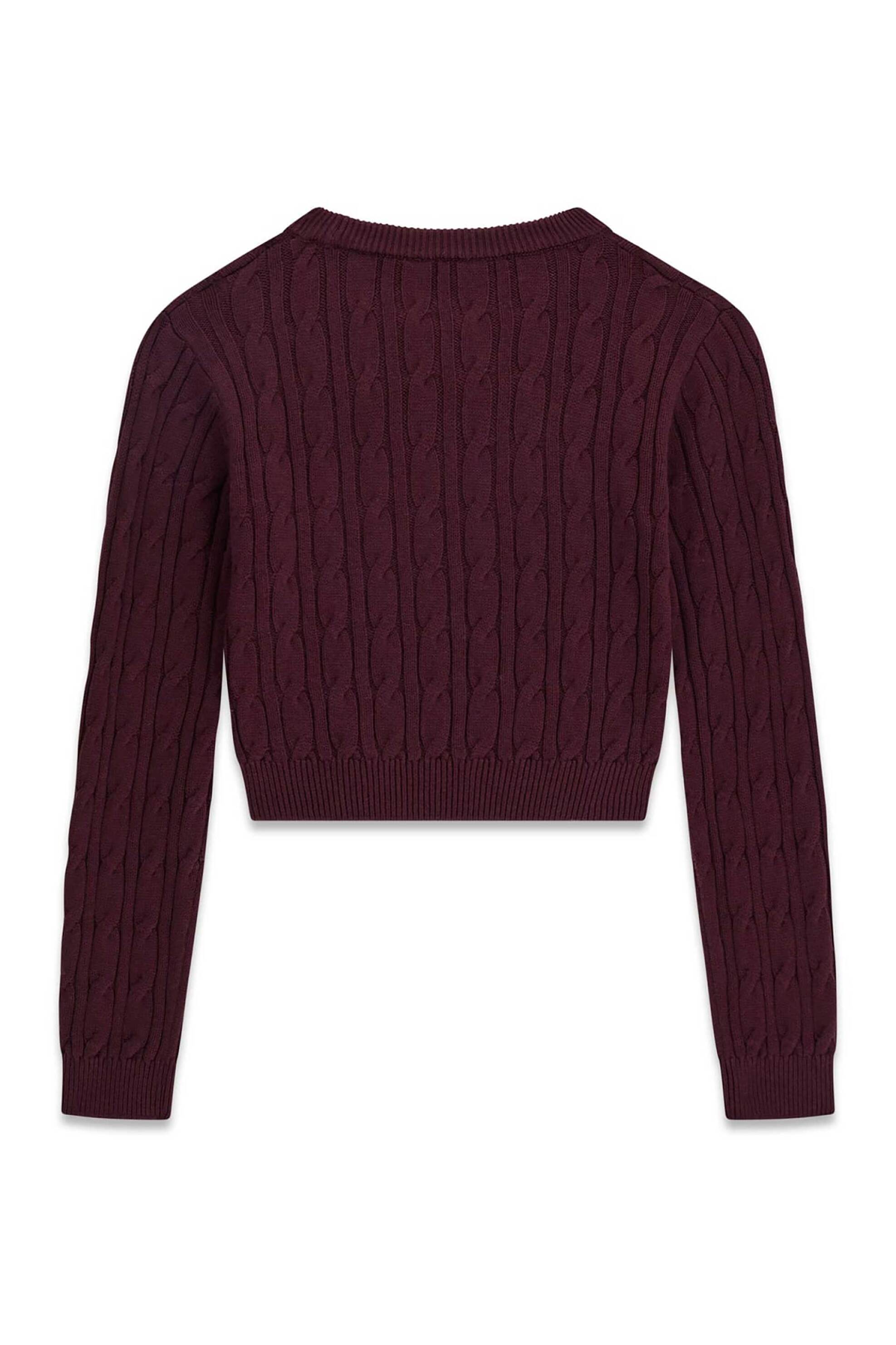 Guess Παιδικό Πουλόβερ Cropped με Cable Knit Pattern Και Λογότυπο - J6Yr11Z0843 Μπορντό
