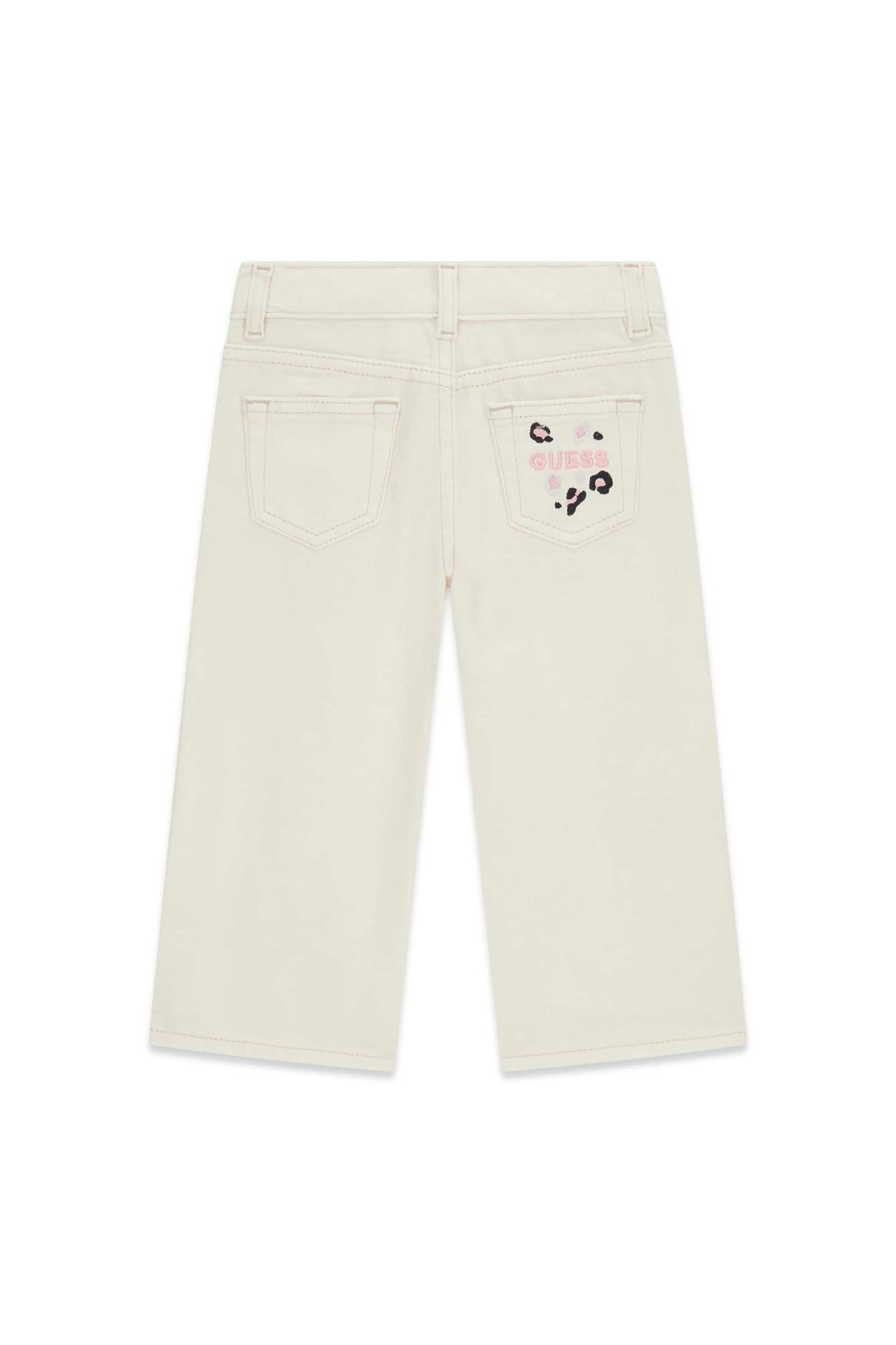 Guess Παιδικό Τζιν Παντελόνι με Κεντήματα Wide Leg - K6Yb01W2588 Κρέμ
