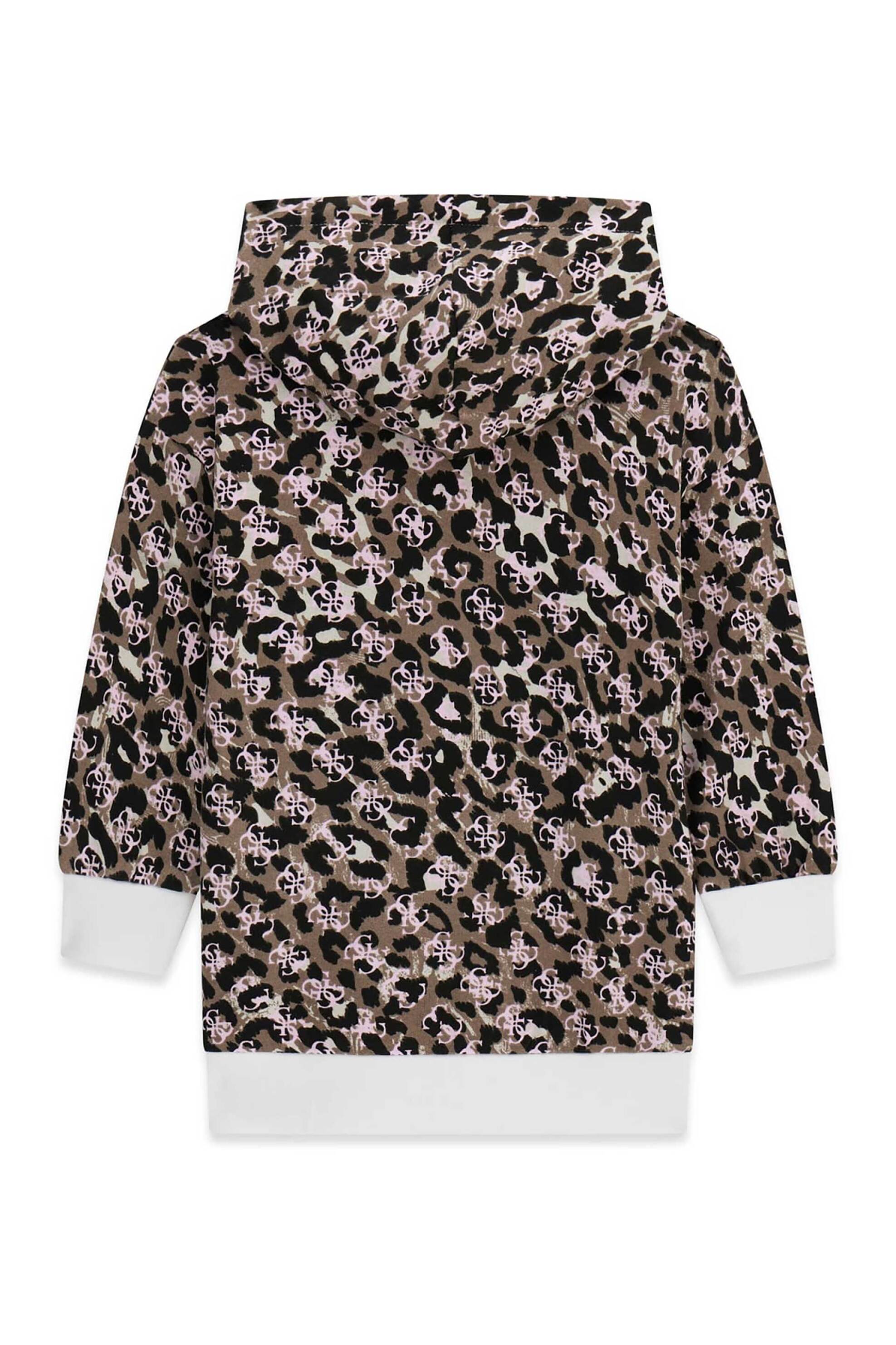 Guess Παιδικό Φόρεμα με Κουκούλα Και All-Over Print - K6Yk06K3843 Καφέ Ανοιχτό