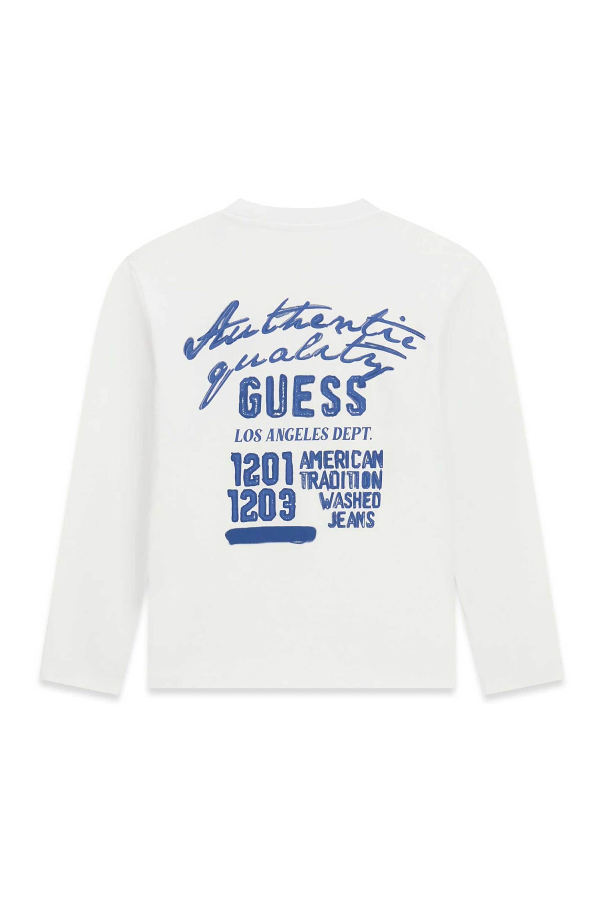Guess Παιδική Μακρυμάνικη Μπλούζα με Lettering Στο Πίσω Μέρος Oversized Fit - L6Yi24K3762 Λευκό