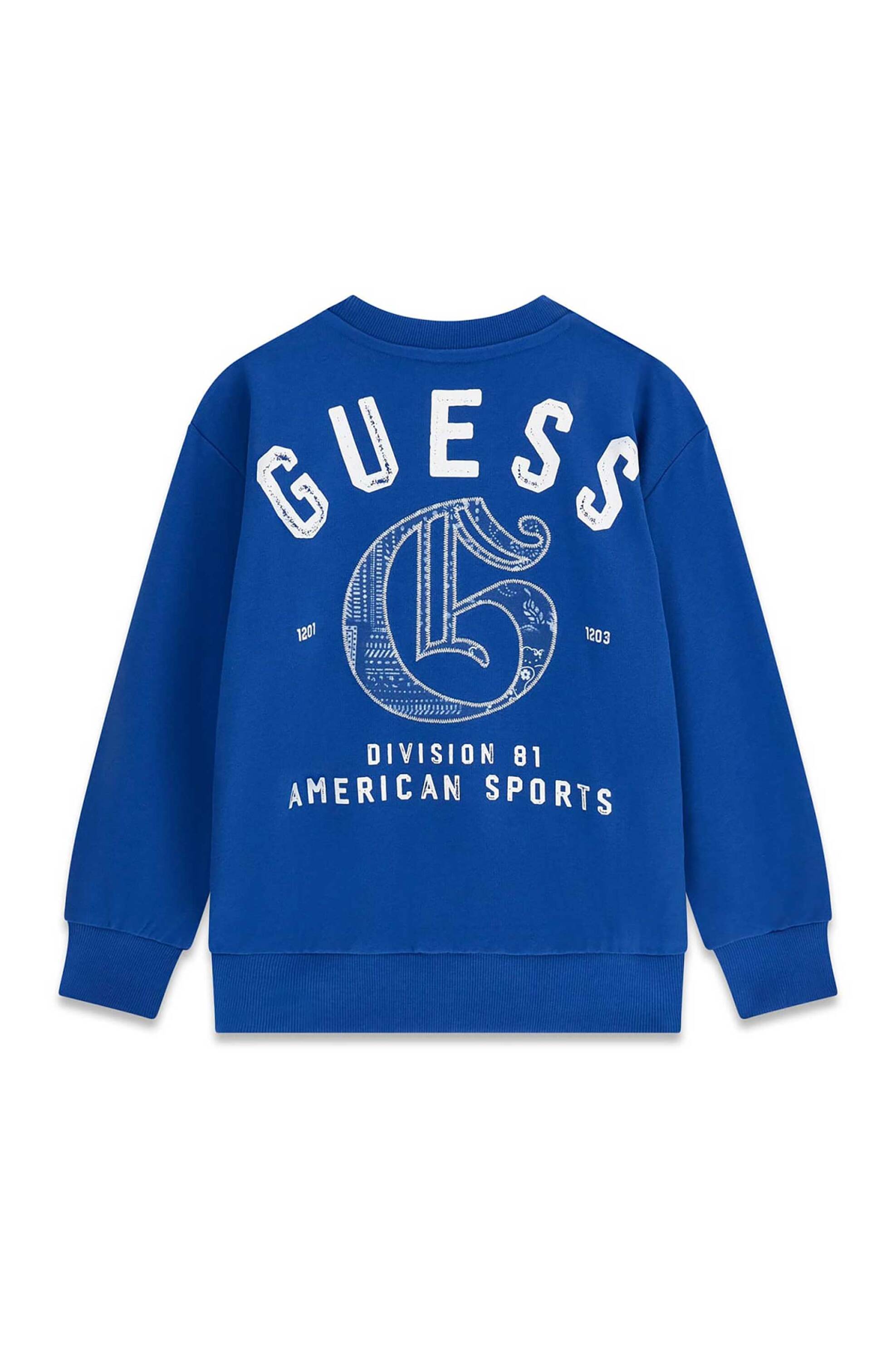 Guess Παιδική Μπλούζα Φούτερ με Lettering Στο Πίσω Μέρος Oversized Fit - L6Yq04K4026 Μπλε