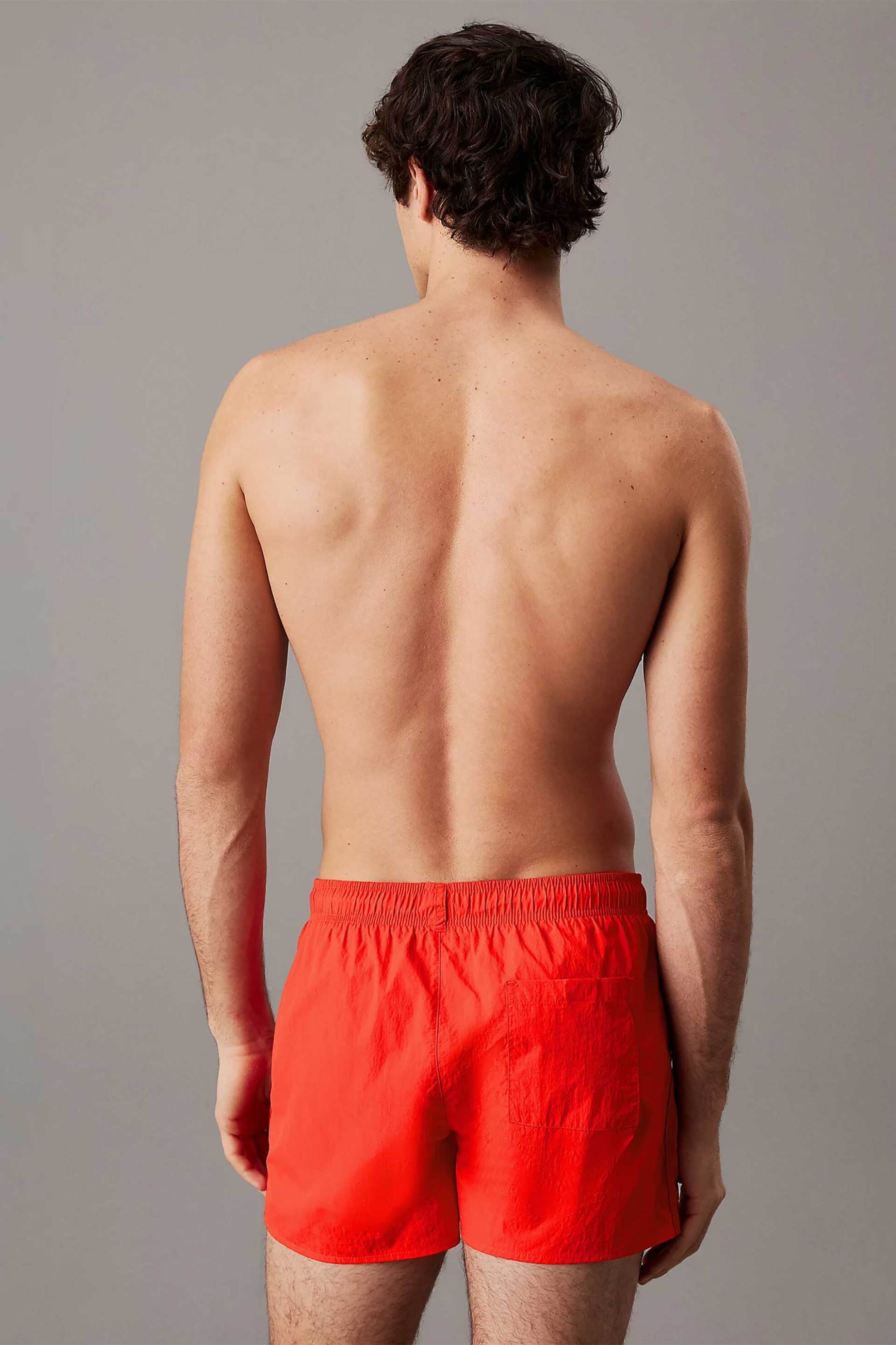 Calvin Klein Ανδρικό Μαγιό Μονόχρωμο με Λογότυπο - Km0Km01100 Κόκκινο