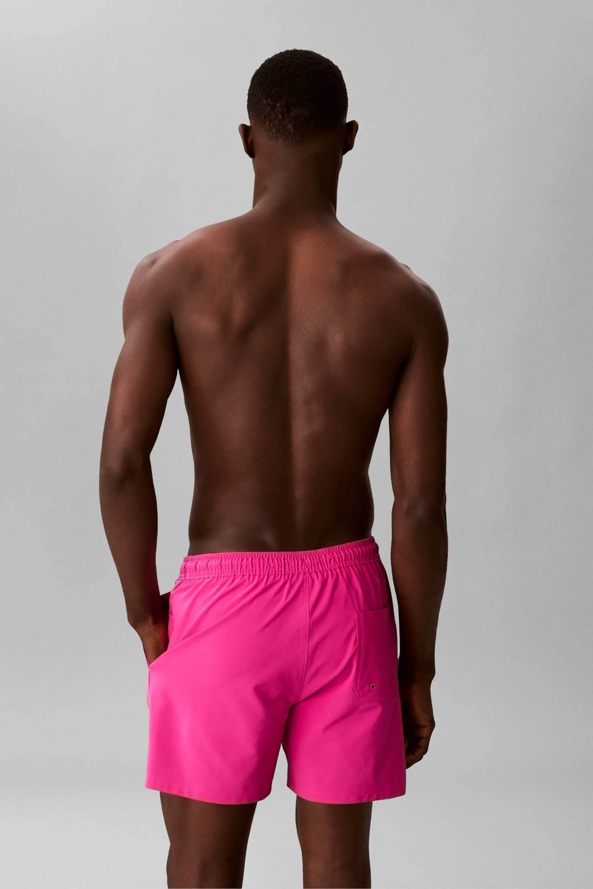 Calvin Klein Ανδρικό Μαγιό Σορτς Medium με Logo Tape Στα Πλαϊνά - Lv00N61002 Φούξια