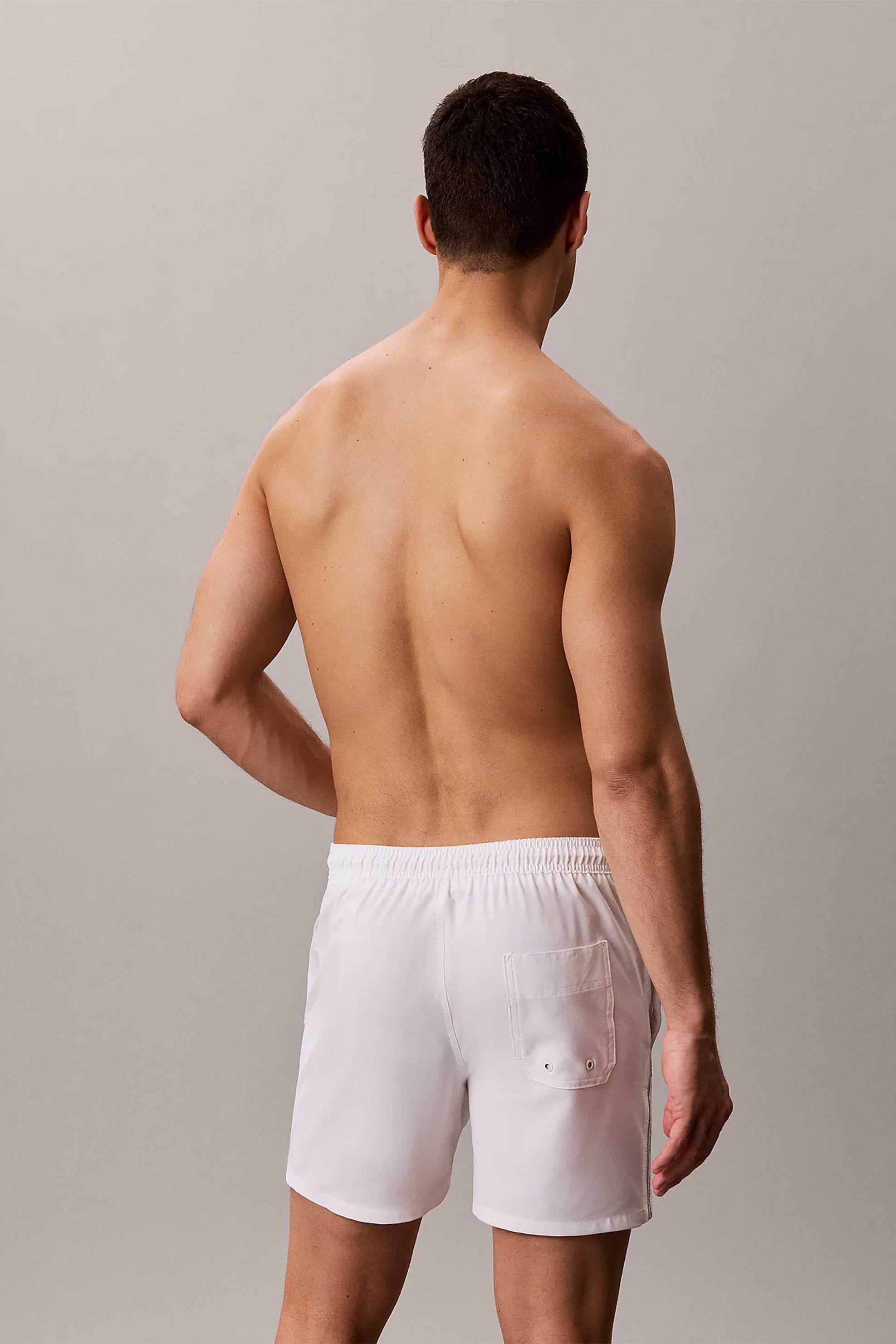 Calvin Klein Ανδρικό Μαγιό Σορτς Medium με Logo Tape Στα Πλαϊνά - Lv00N61002 Λευκό