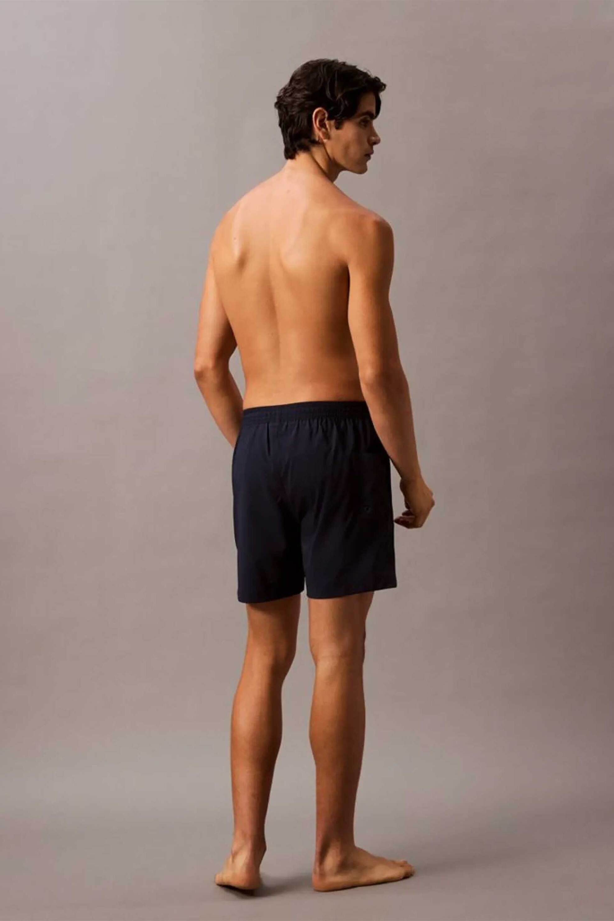 Calvin Klein Ανδρικό Μαγιό Σορτς Medium με Logo Tape Στα Πλαϊνά - Lv00N61002 Μπλε Σκούρο