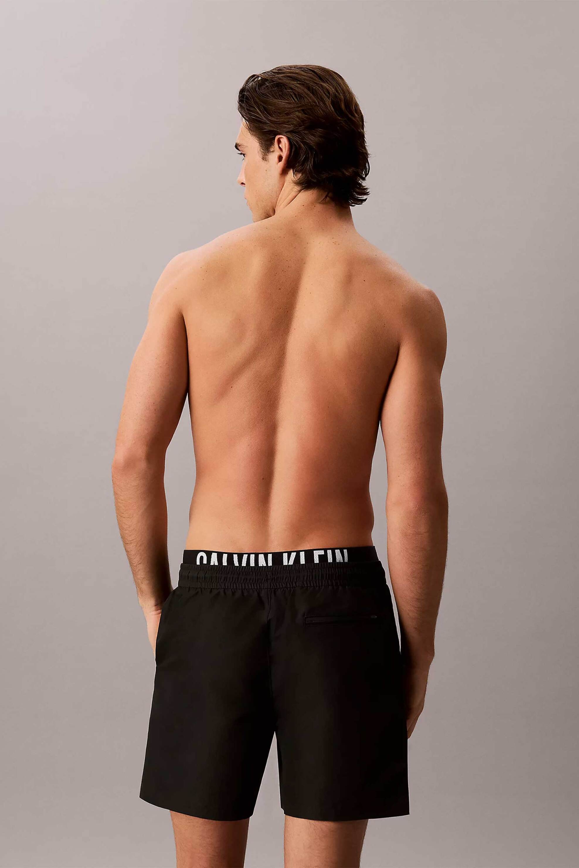 Calvin Klein Ανδρικό Μαγιό Σορτς Medium με Διπλή Μέση Και Λογότυπο - Lv00N61015 Μαύρο