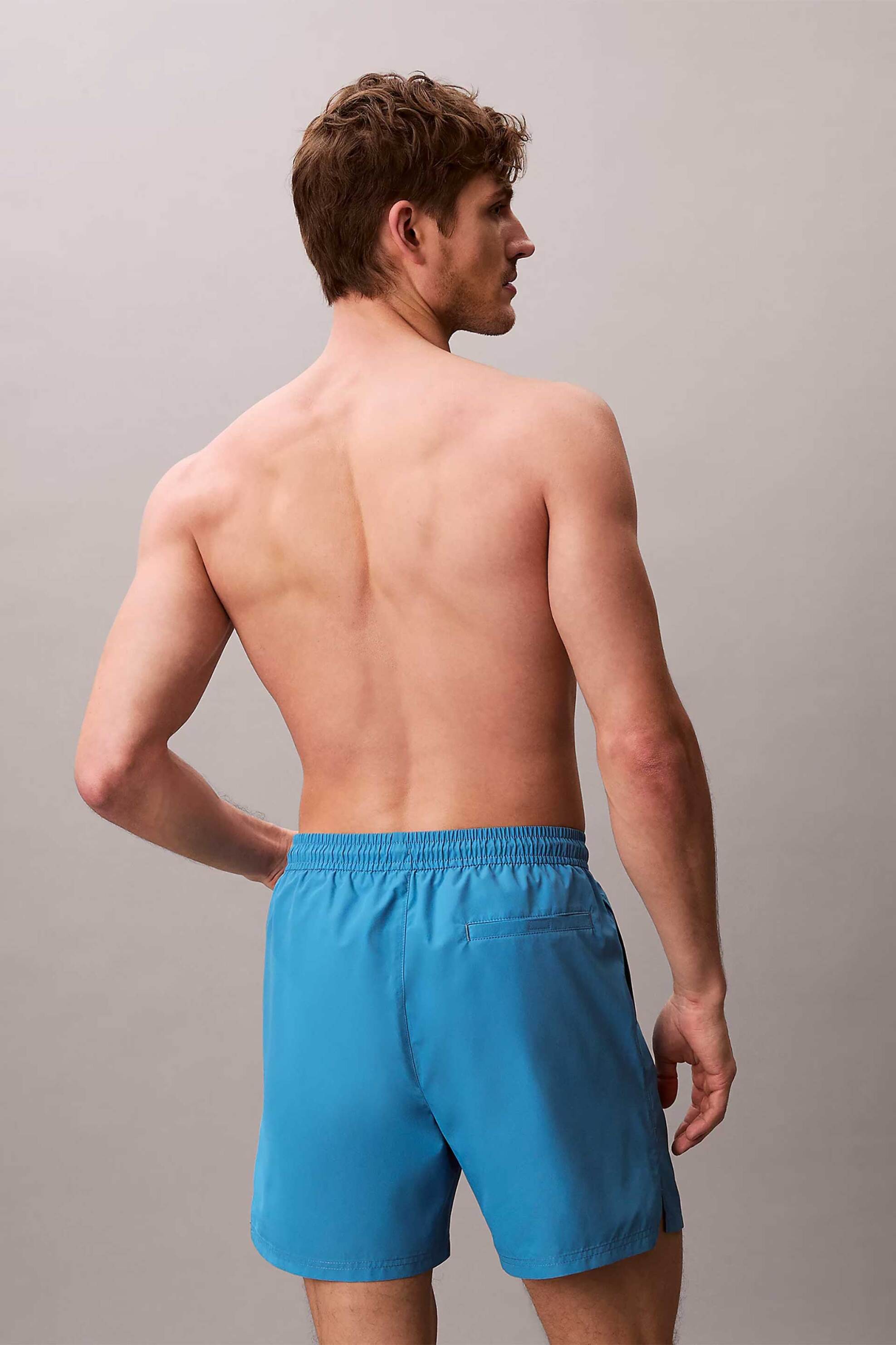 Calvin Klein Ανδρικό Μαγιό Σορτς Medium με Logo Patch - Lv00N61027 Γαλάζιο