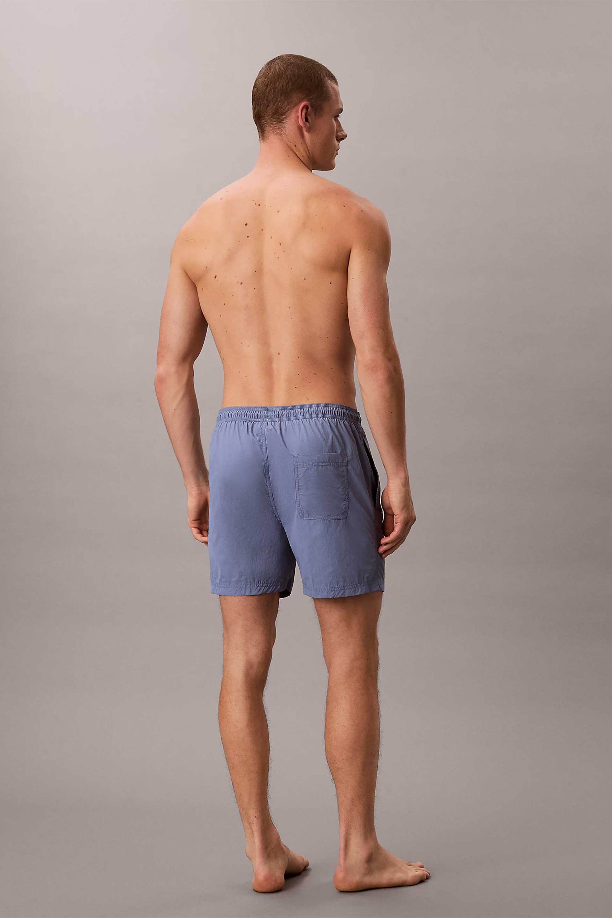 Calvin Klein Ανδρικό Μαγιό Σορτς Medium με Κεντημένο Λογότυπο - Lv00N61029 Μπλε Ανοιχτό