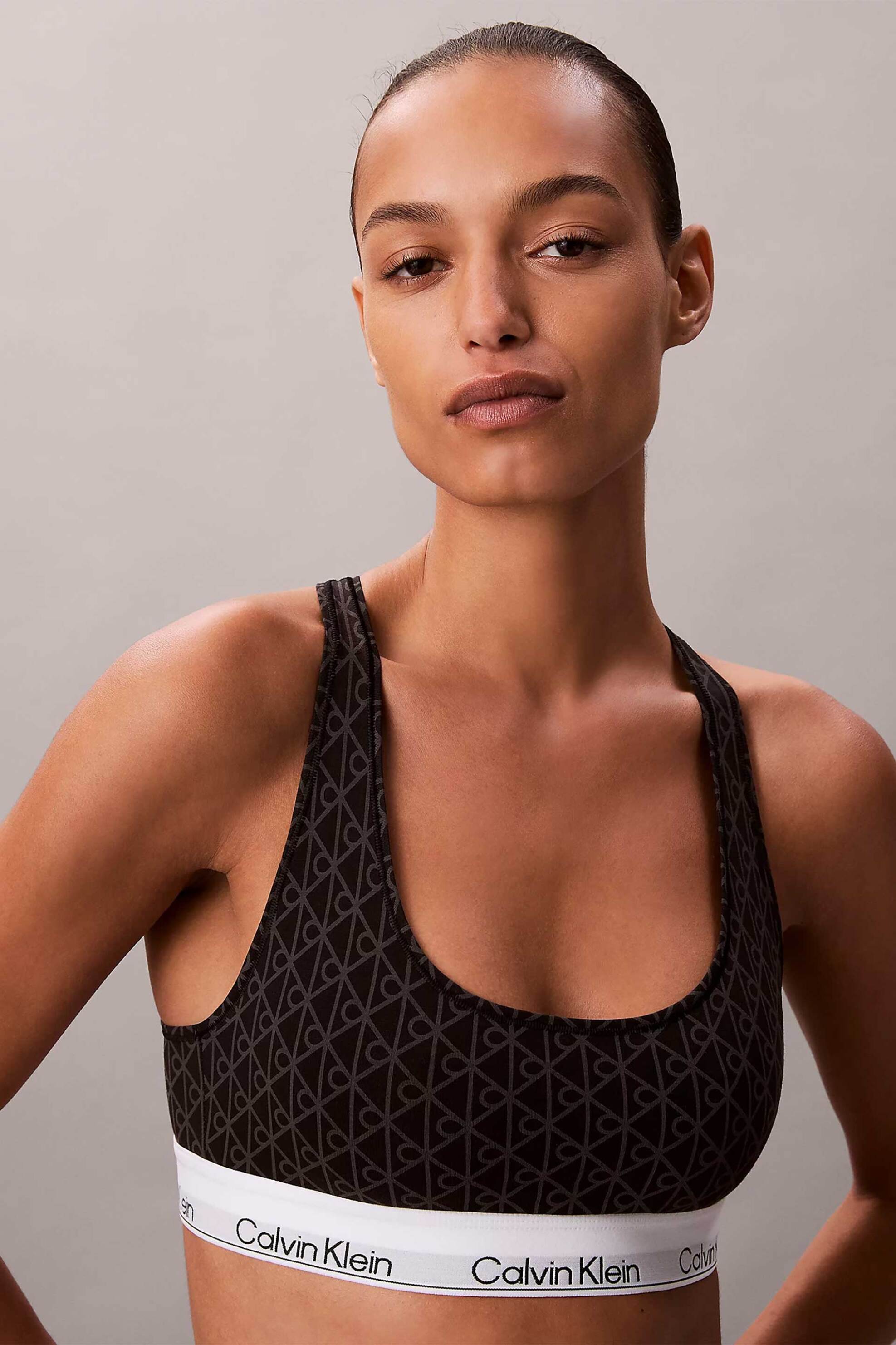 CALVIN KLEIN Calvin Klein γυναικείο σουτιέν bralette χωρίς επένδυση - LV00QF8493 Ασπρόμαυρο - 3