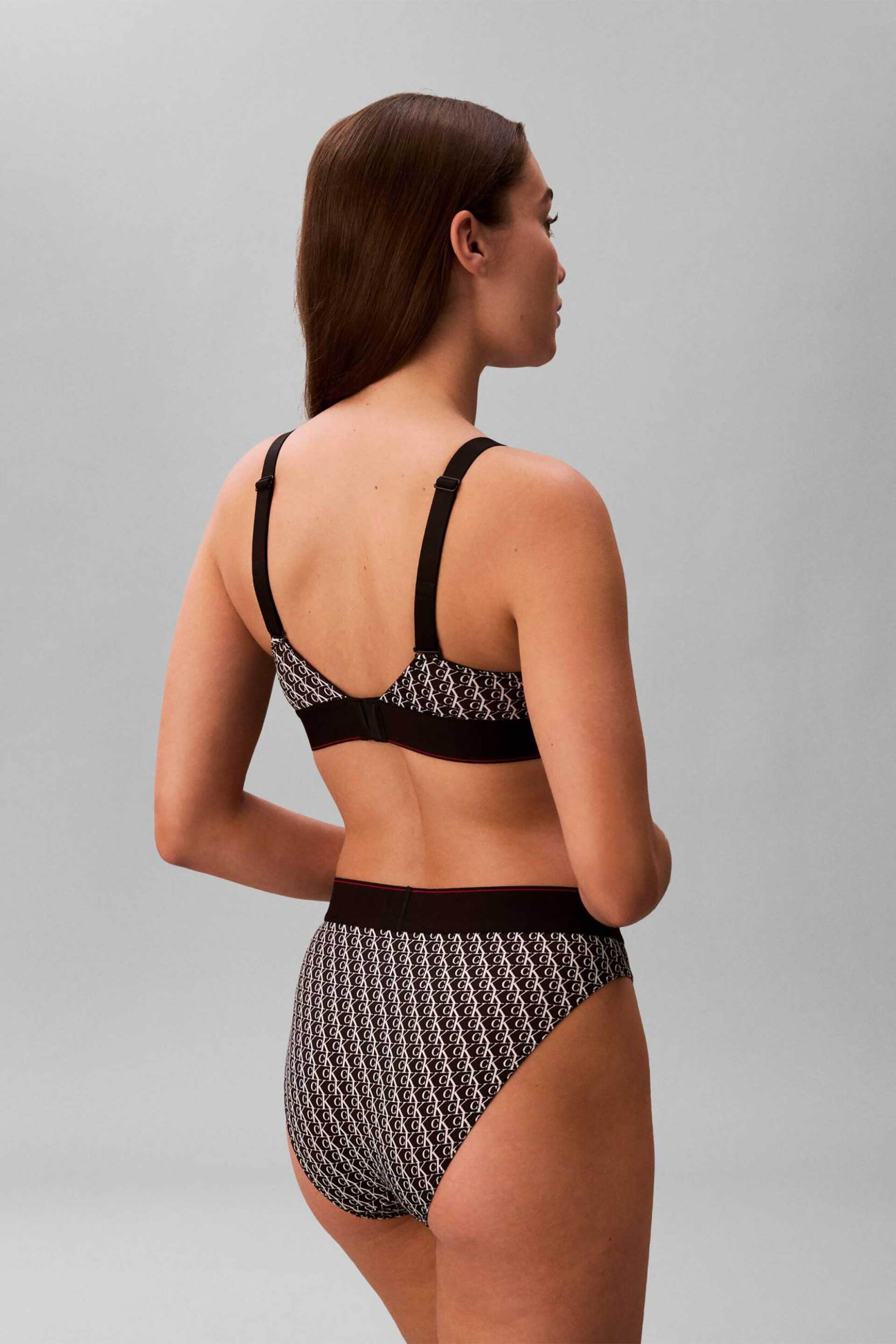 Calvin Klein γυναικείο σουτιέν bralette με monogram - LV00QF8877 Ασπρόμαυρο