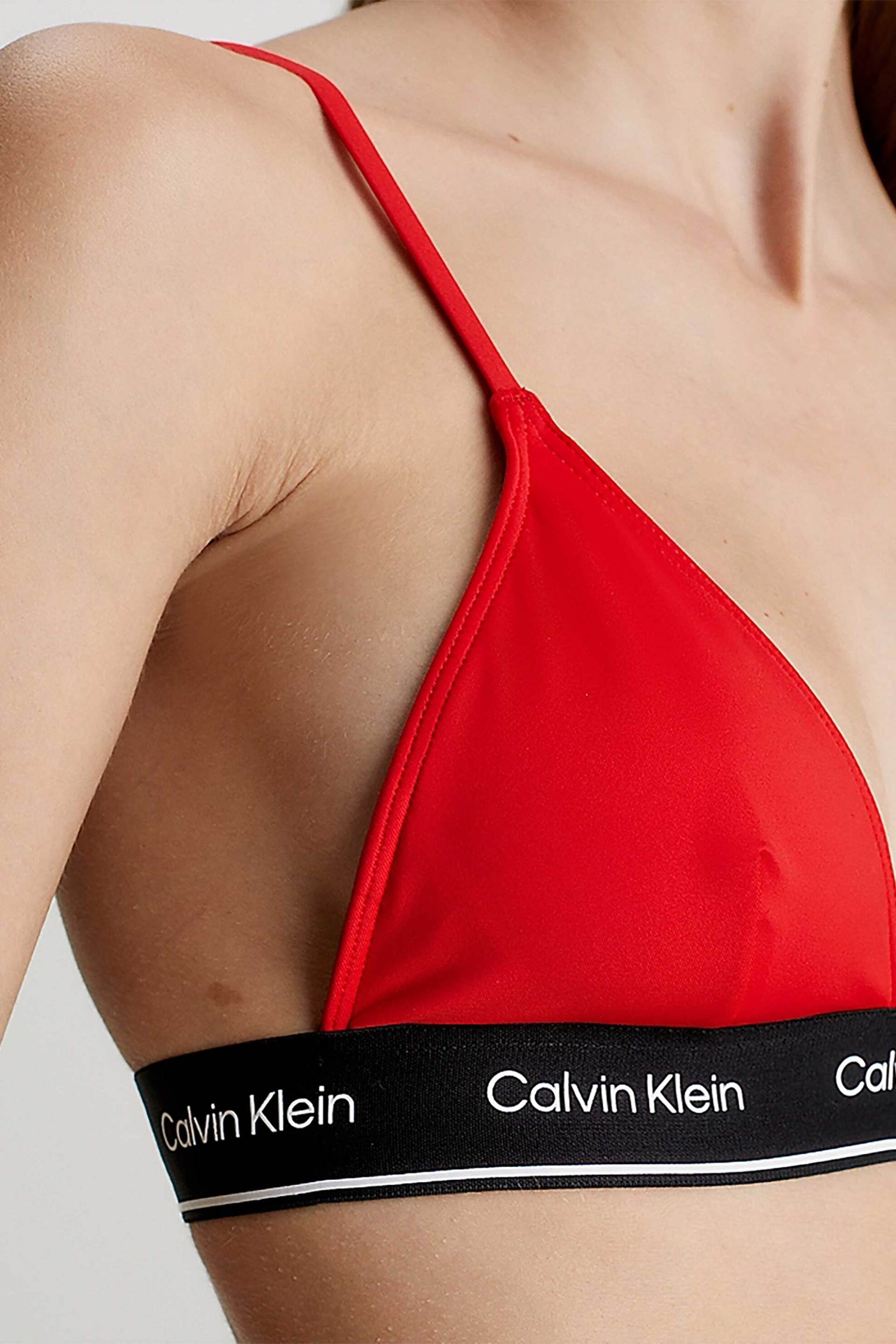 CALVIN KLEIN Calvin Klein γυναικείο μαγιό μπικίνι τοπ τρίγωνο με logo tape - KW0KW02424 Κόκκινο - 2