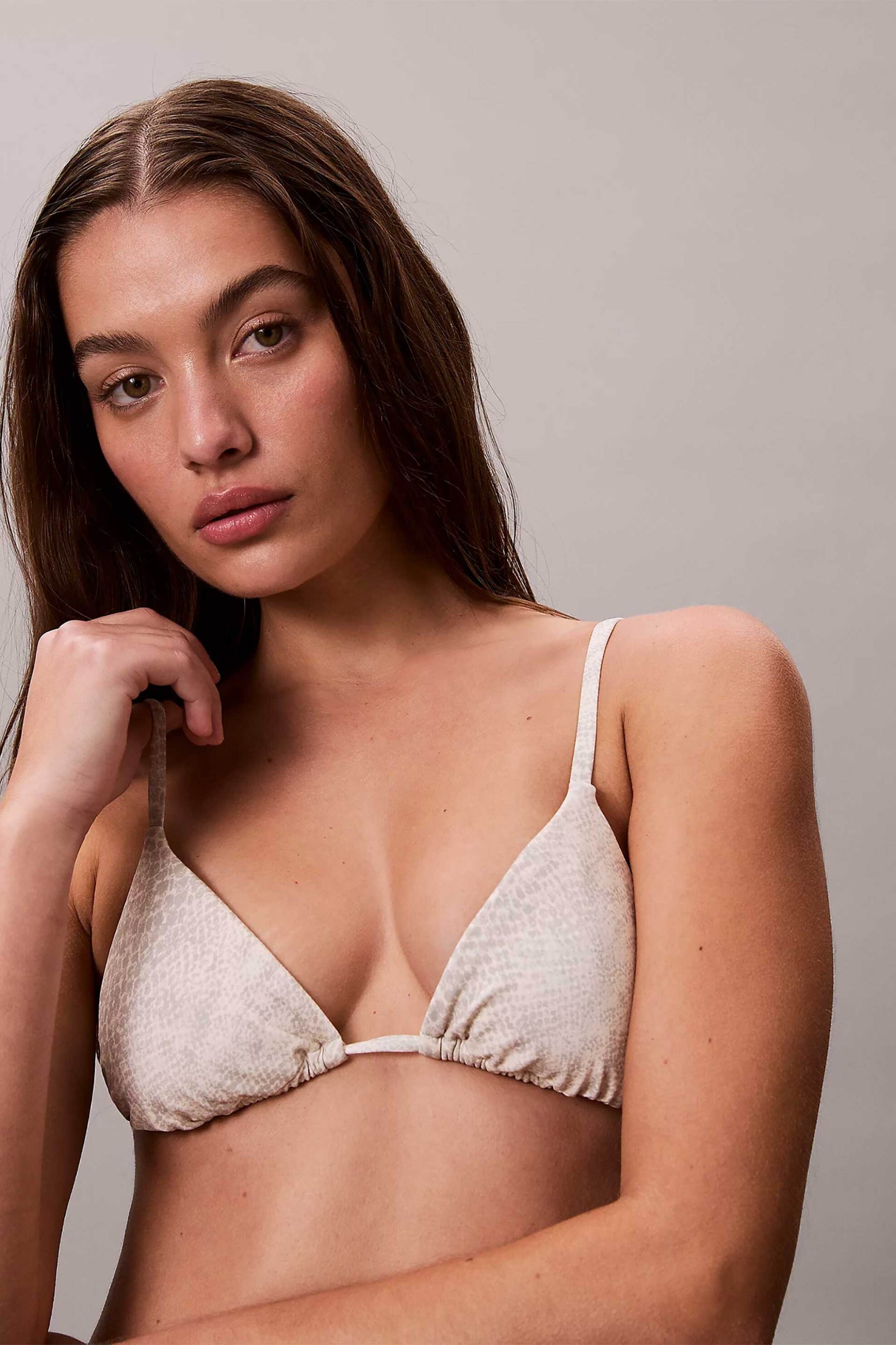 Calvin Klein γυναικείο μαγιό μπικίνι τοπ triangle - LV00Q62697 Κρέμ