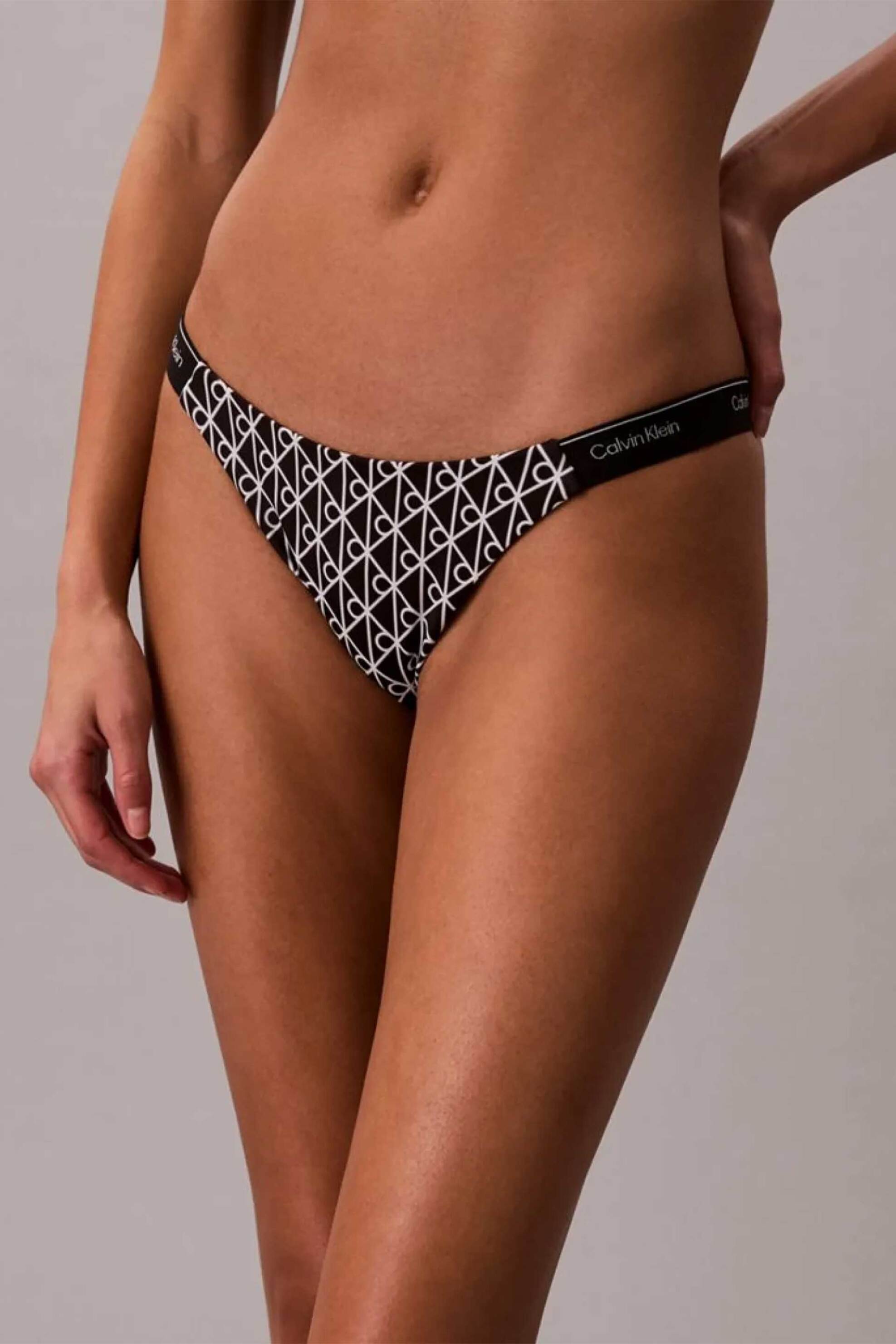 Calvin Klein γυναικείο μαγιό μπικίνι σλιπ με λογότυπο - LV00Q61206 Ασπρόμαυρο