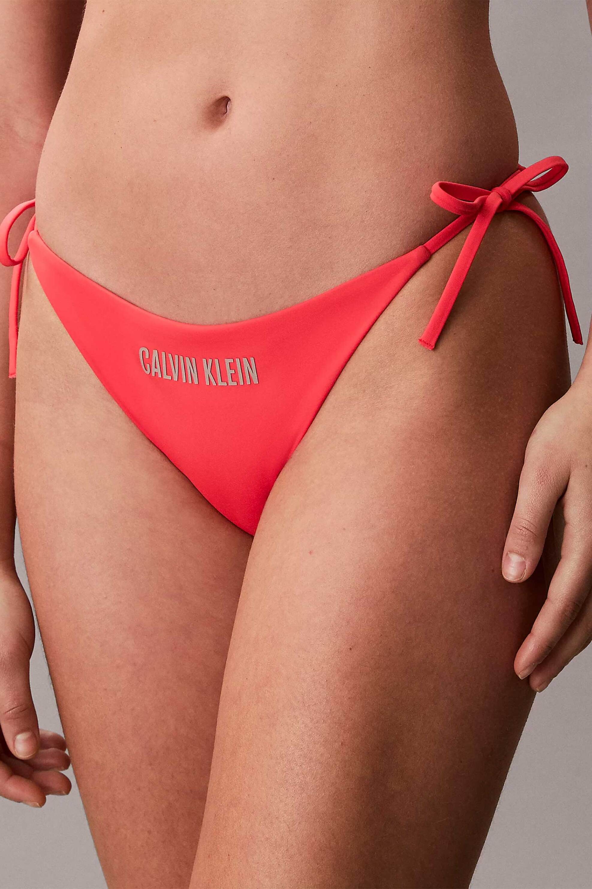 CALVIN KLEIN Calvin Klein γυναικείο μαγιό μπικίνι σλιπ με λογότυπο - LV00Q61220 Κόκκινο Καρπουζί - 2