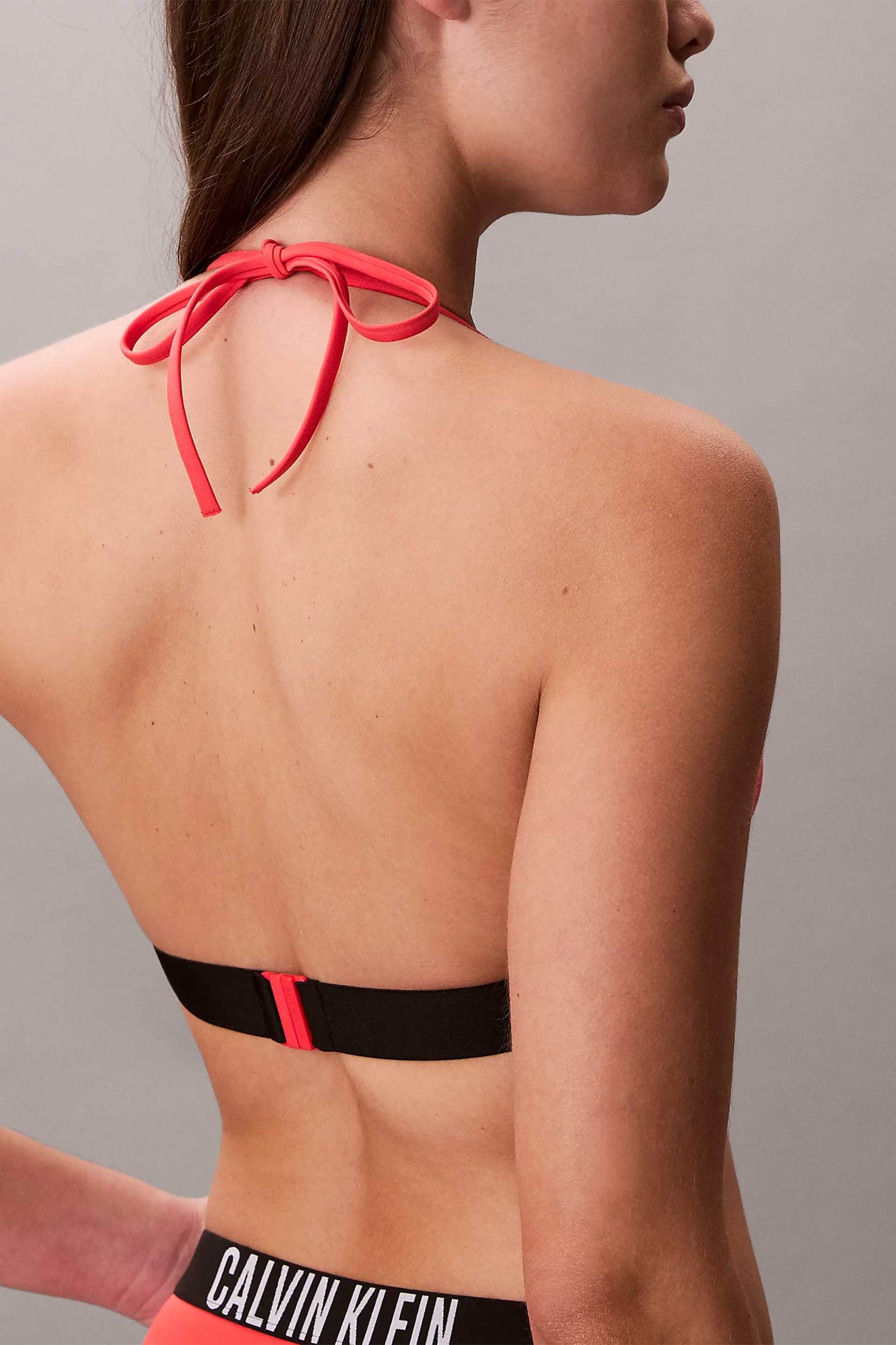 Calvin Klein Γυναικείο Μαγιό Μπικίνι Τοπ Triangle με Λογότυπο - Lv00Q61222 Κόκκινο Καρπουζί