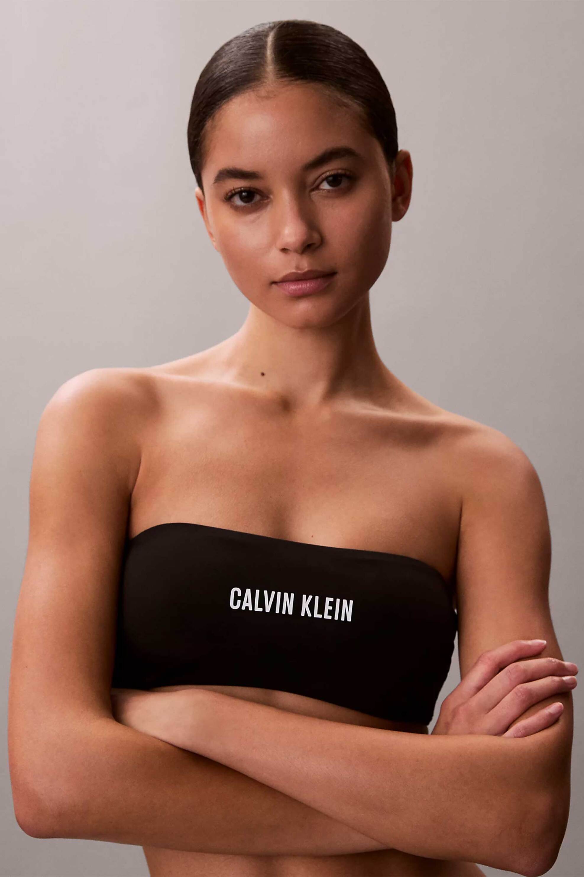 CALVIN KLEIN Calvin Klein γυναικείο μαγιό μπικίνι τοπ bandeau με λογότυπο - LV00Q61223 Μαύρο - 2