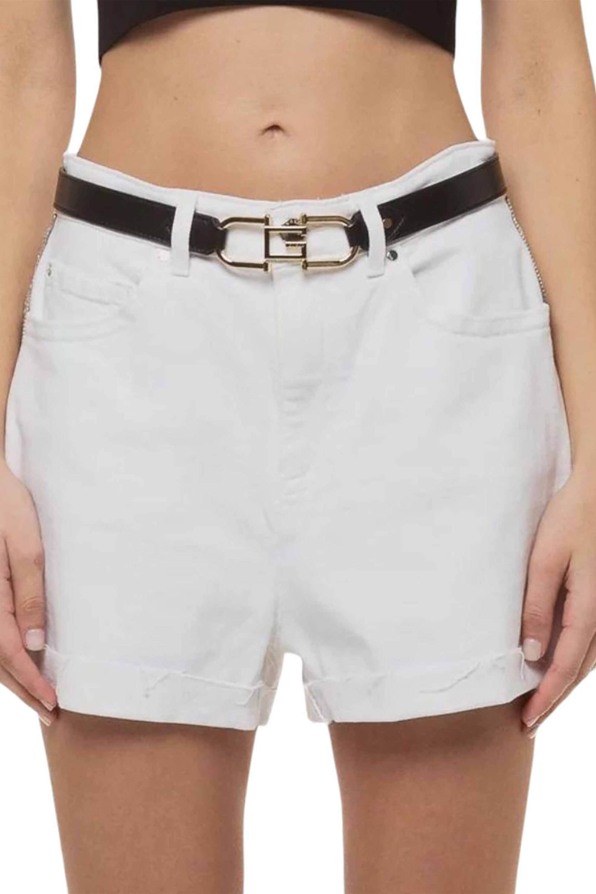 Guess Guess γυναικείο σορτς μονόχρωμο ψηλόμεσο με snake print στο πλάι 