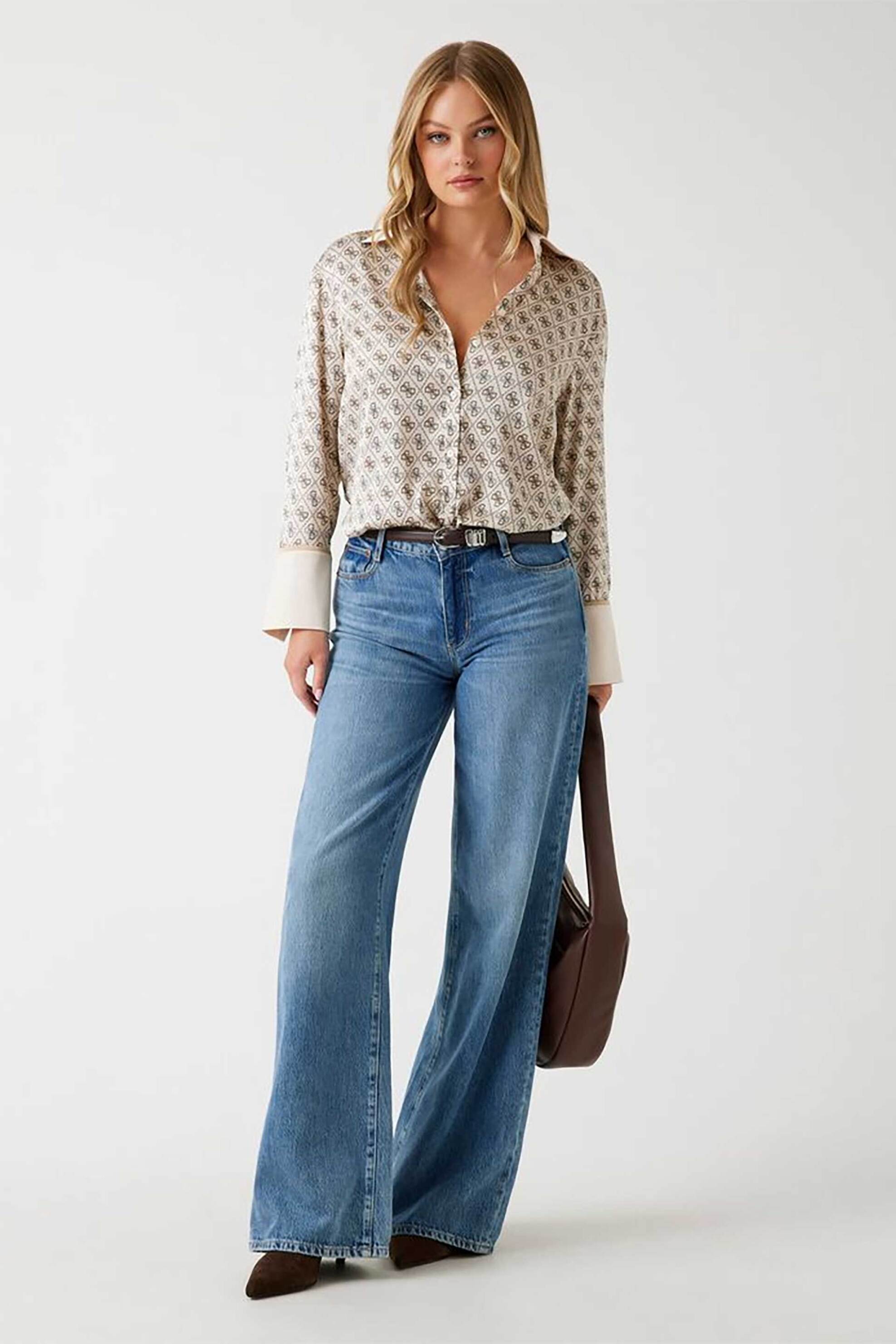 GUESS Guess γυναικείο πουκάμισο με all-over print Regular Fit "Alexandra" - W4YH47WF1T2 Κρέμ - 2