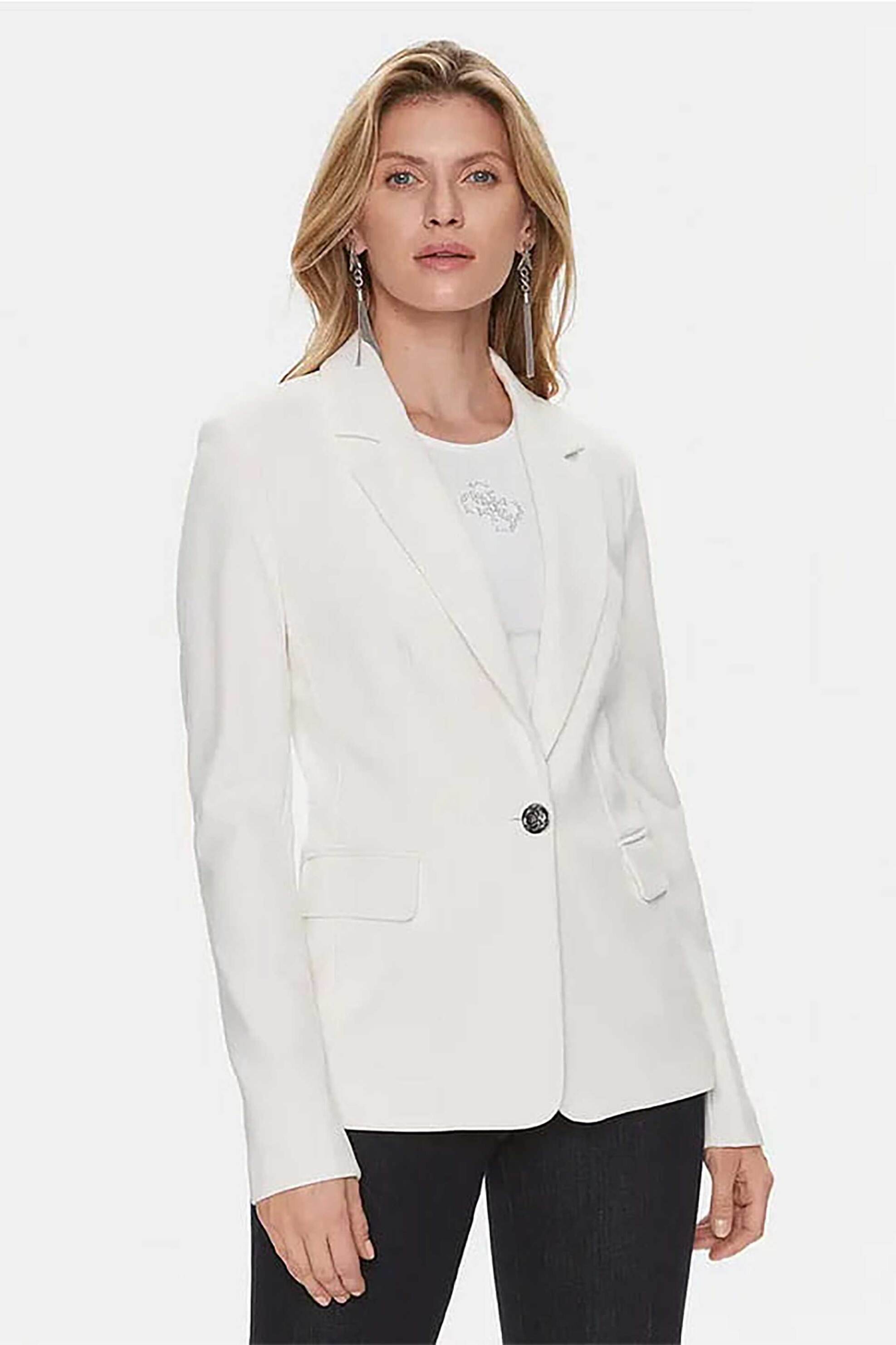 Guess γυναικείο σακάκι μονόχρωμο Slim Fit - W4RN33KBJP2 Λευκό