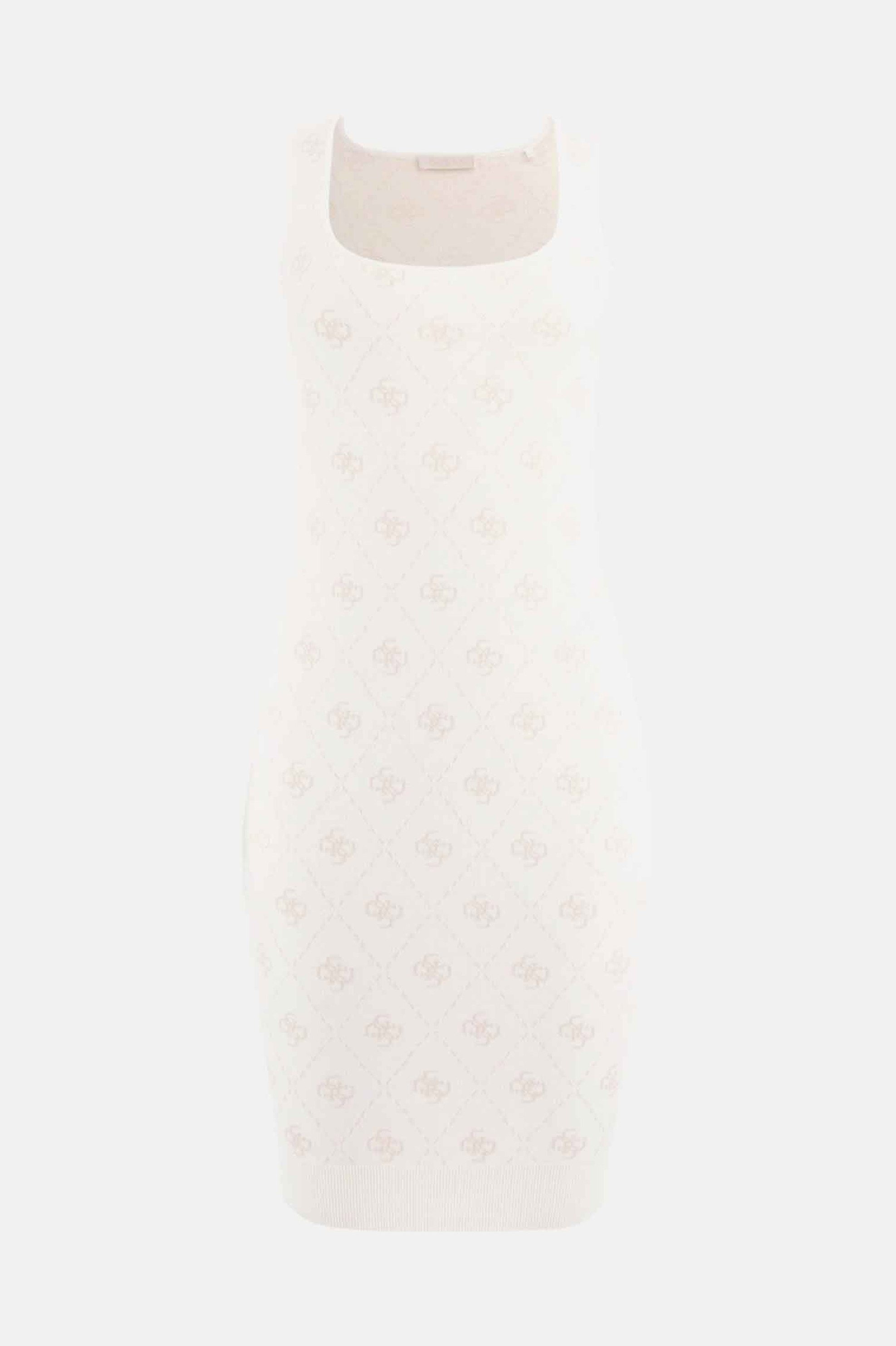 Guess Γυναικείο Mini Αμάνικο Φόρεμα με All-Over Print - W4Bk98Z3Jd2 Λευκό