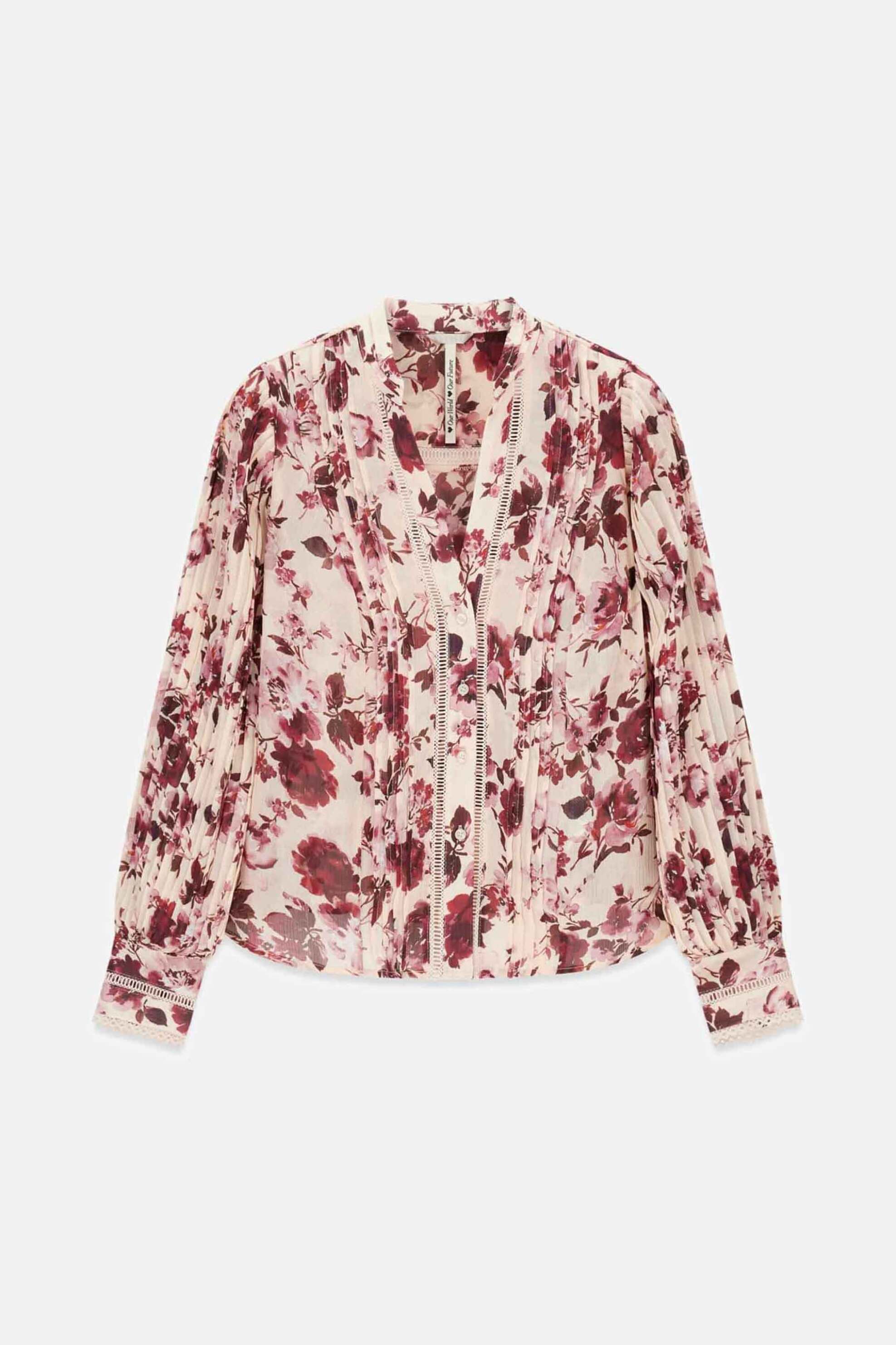 Guess Γυναικείο Πουκάμισο με Floral Print - W5Rh16Wdw82 Ροζ