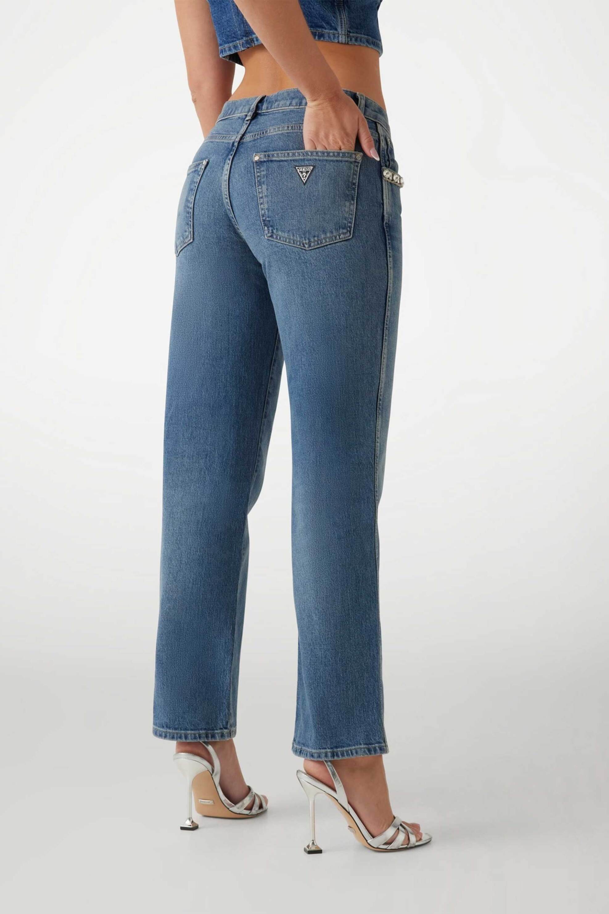 GUESS Guess γυναικείο τζιν παντελόνι με στρας "Daisy" - W5RA1ND5ACC Denim Blue - 3