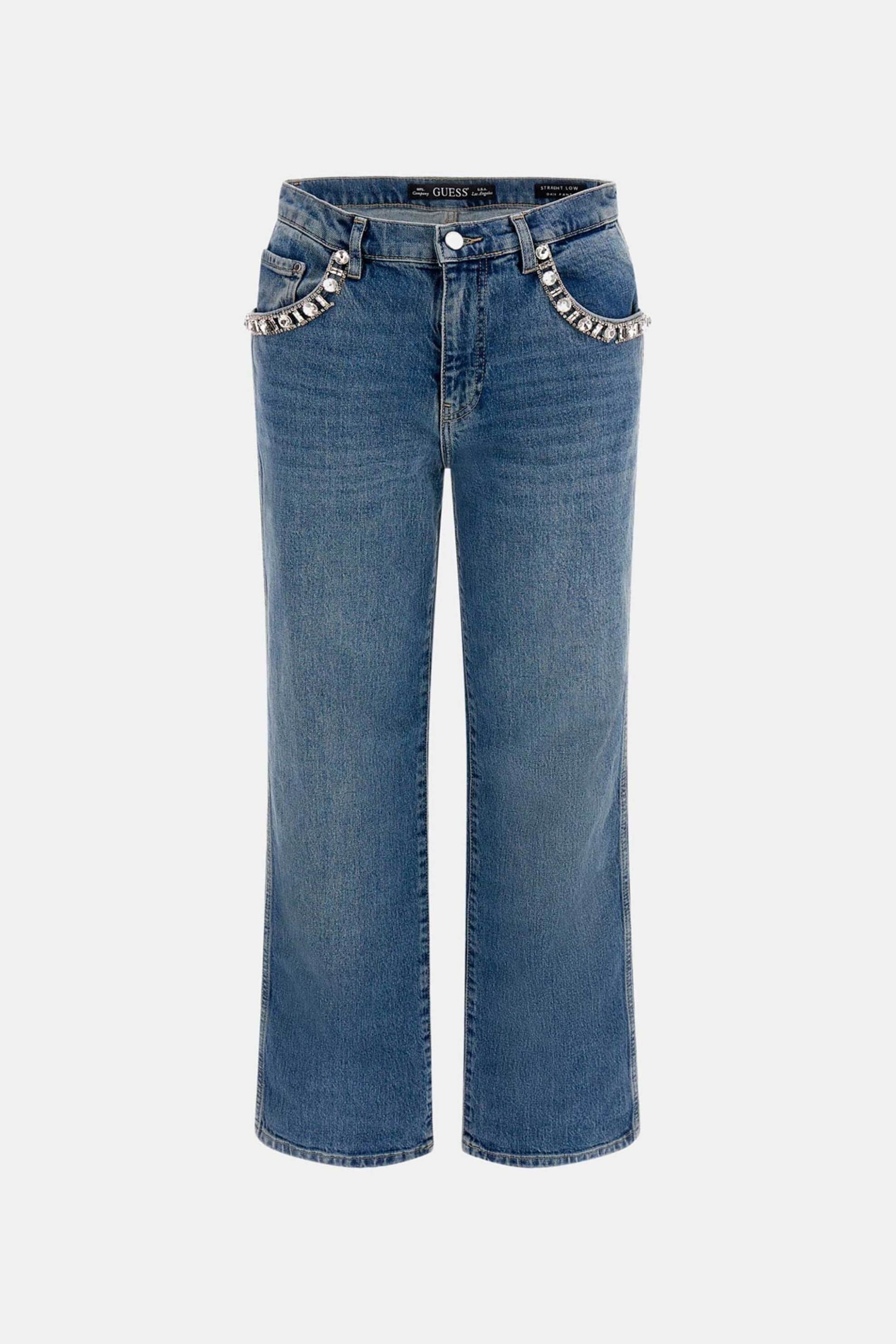 GUESS Guess γυναικείο τζιν παντελόνι με στρας "Daisy" - W5RA1ND5ACC Denim Blue - 4