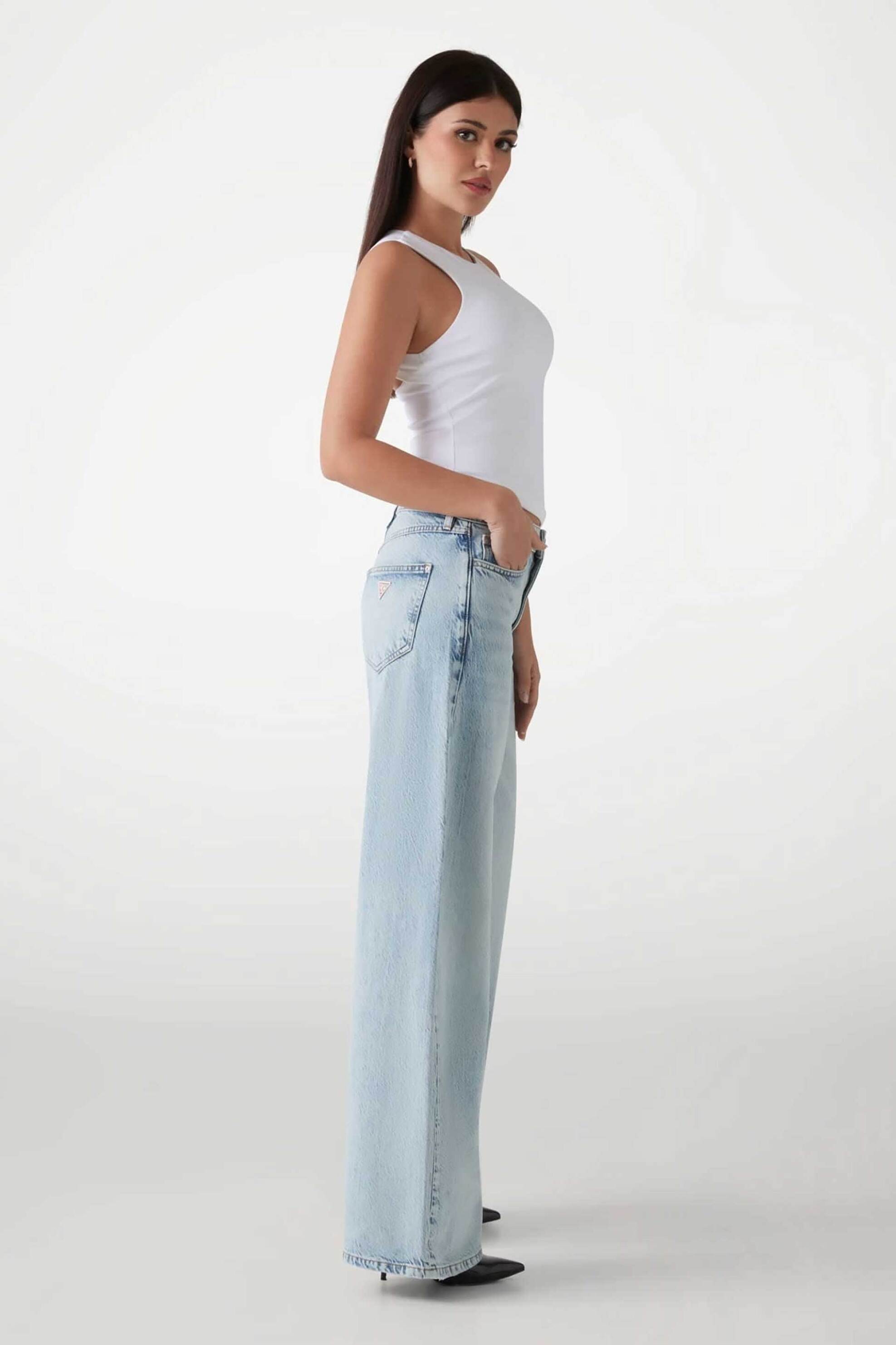 GUESS Guess γυναικείο τζιν παντελόνι Wide Leg "Bellflower" - W5RA82D5BO0 Denim Blue Ανοιχτό - 3