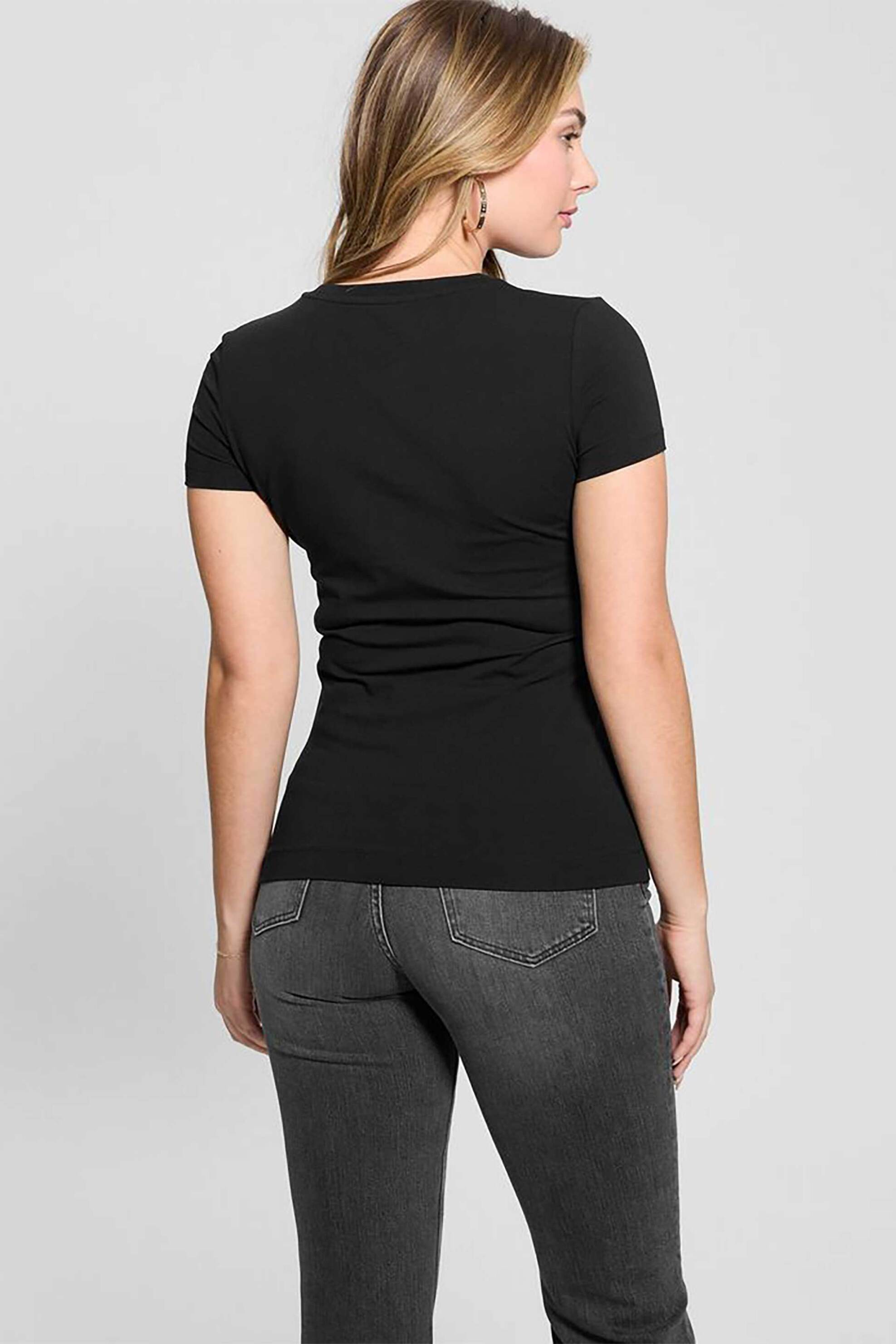 Guess Γυναικείο T-Shirt με Λογότυπο από Στρας Slim Fit - W5Gi04J1314 Μπλε Σκούρο