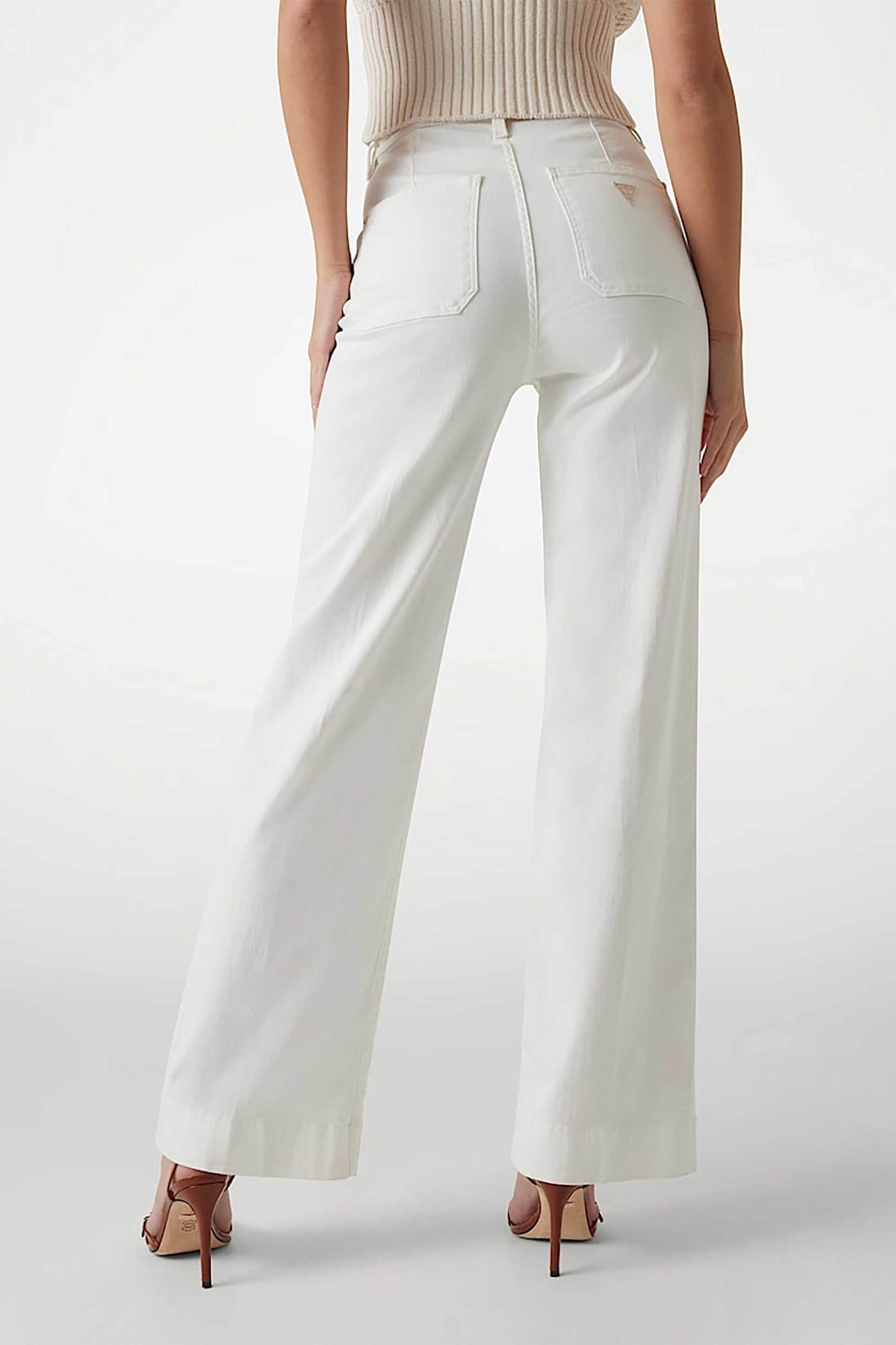 GUESS Guess γυναικείο τζιν παντελόνι ψηλόμεσο Wide Leg - W5GA2JD5N71 Λευκό - 3
