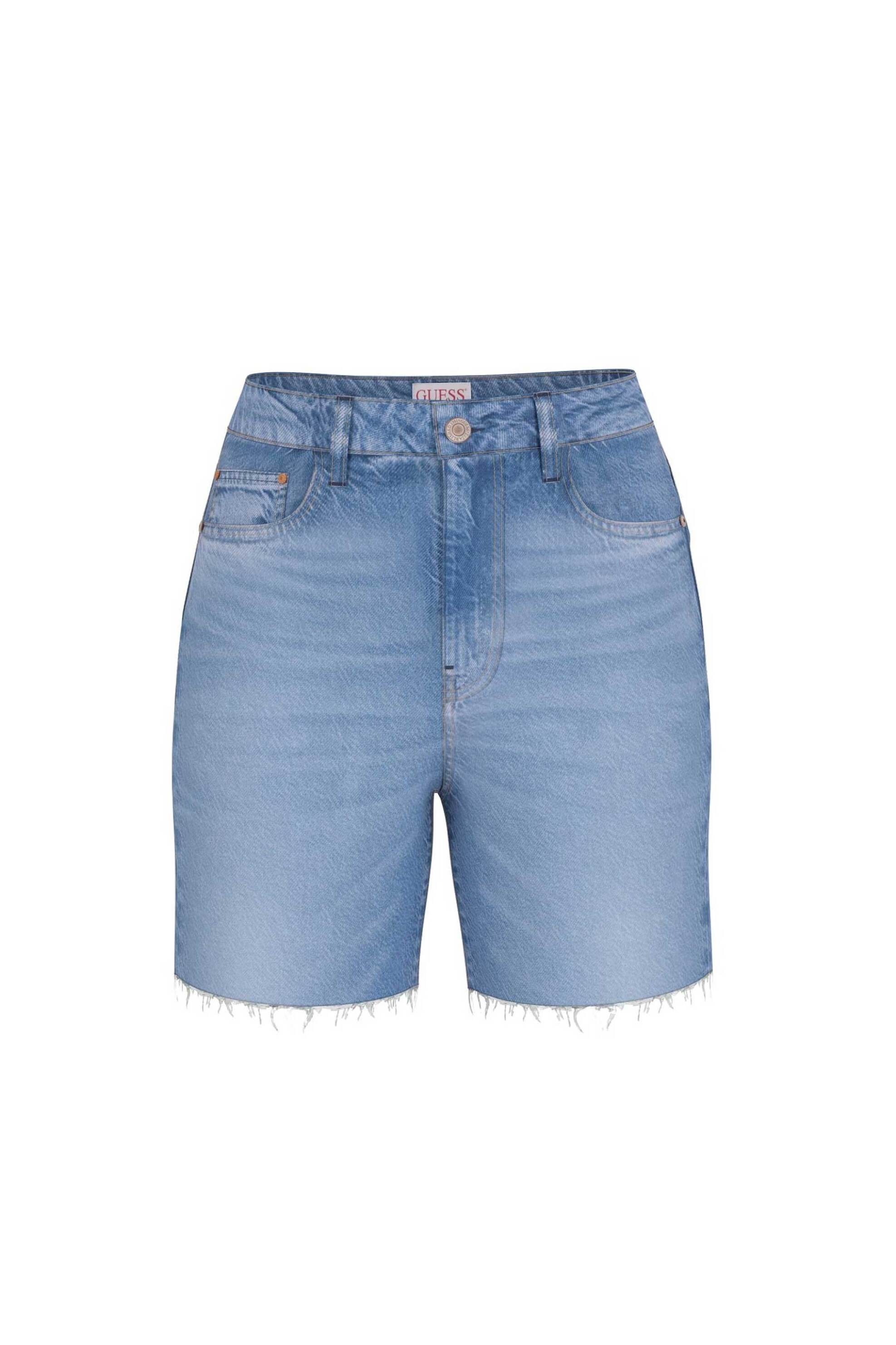Guess γυναικεία denim βερμούδα ψηλόμεση πεντάτσεπη Regular Fit - W5GD47D5B94 Denim Blue