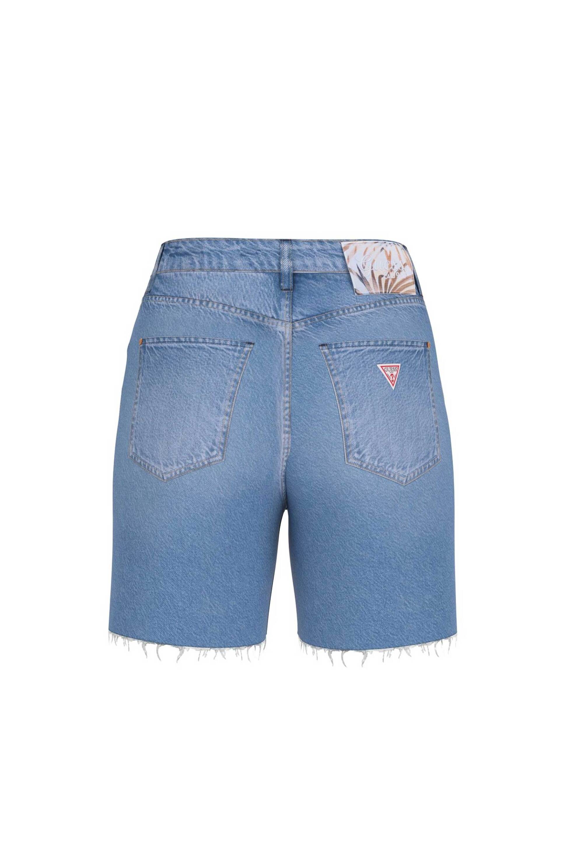 Guess γυναικεία denim βερμούδα ψηλόμεση πεντάτσεπη Regular Fit - W5GD47D5B94 Denim Blue