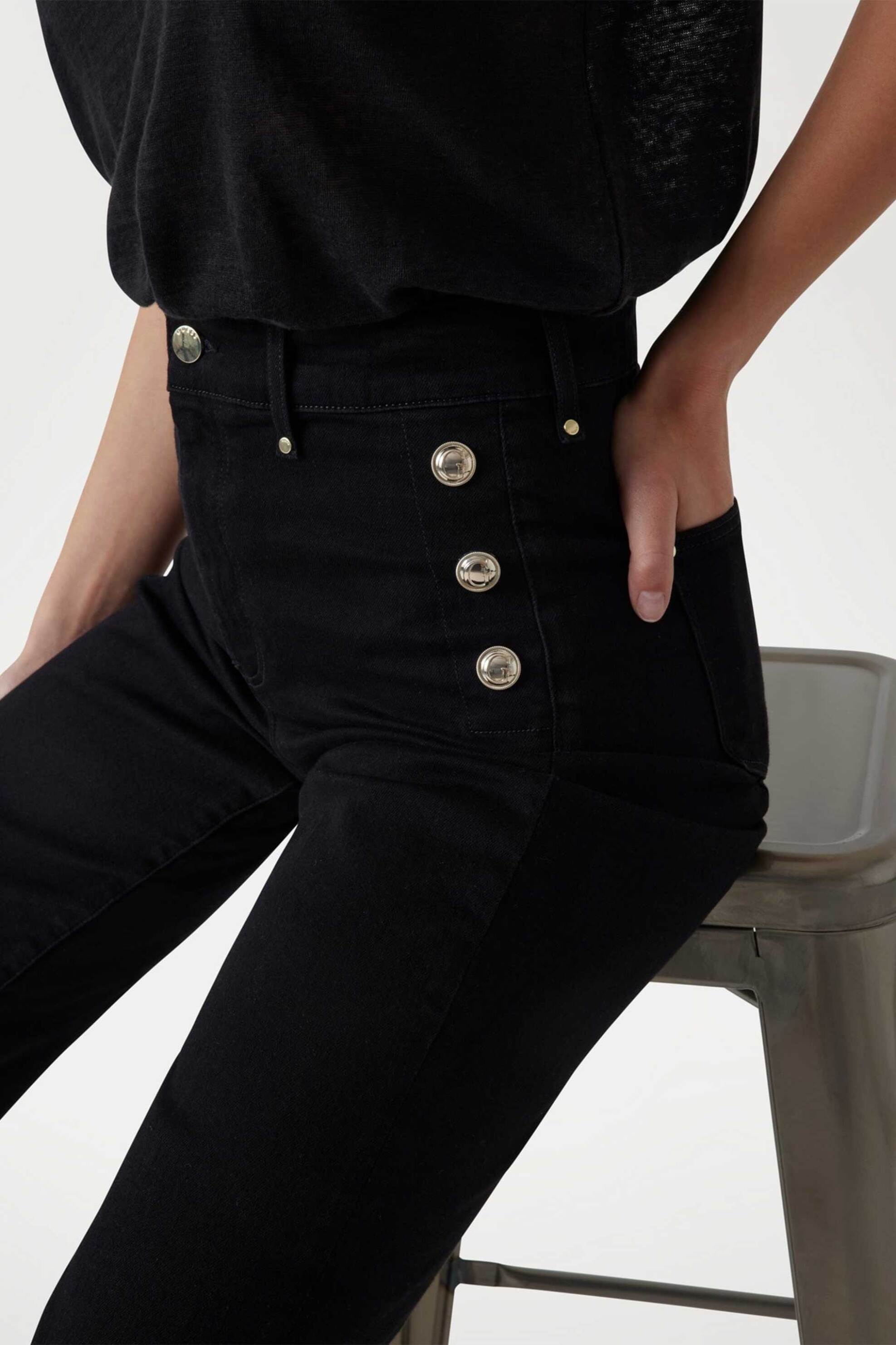 Guess γυναικείο τζιν με διακοσμητικά κουμπιά Wide Leg "New Faye" - W5RA0PD4PZ1 Μαύρο φωτογραφία