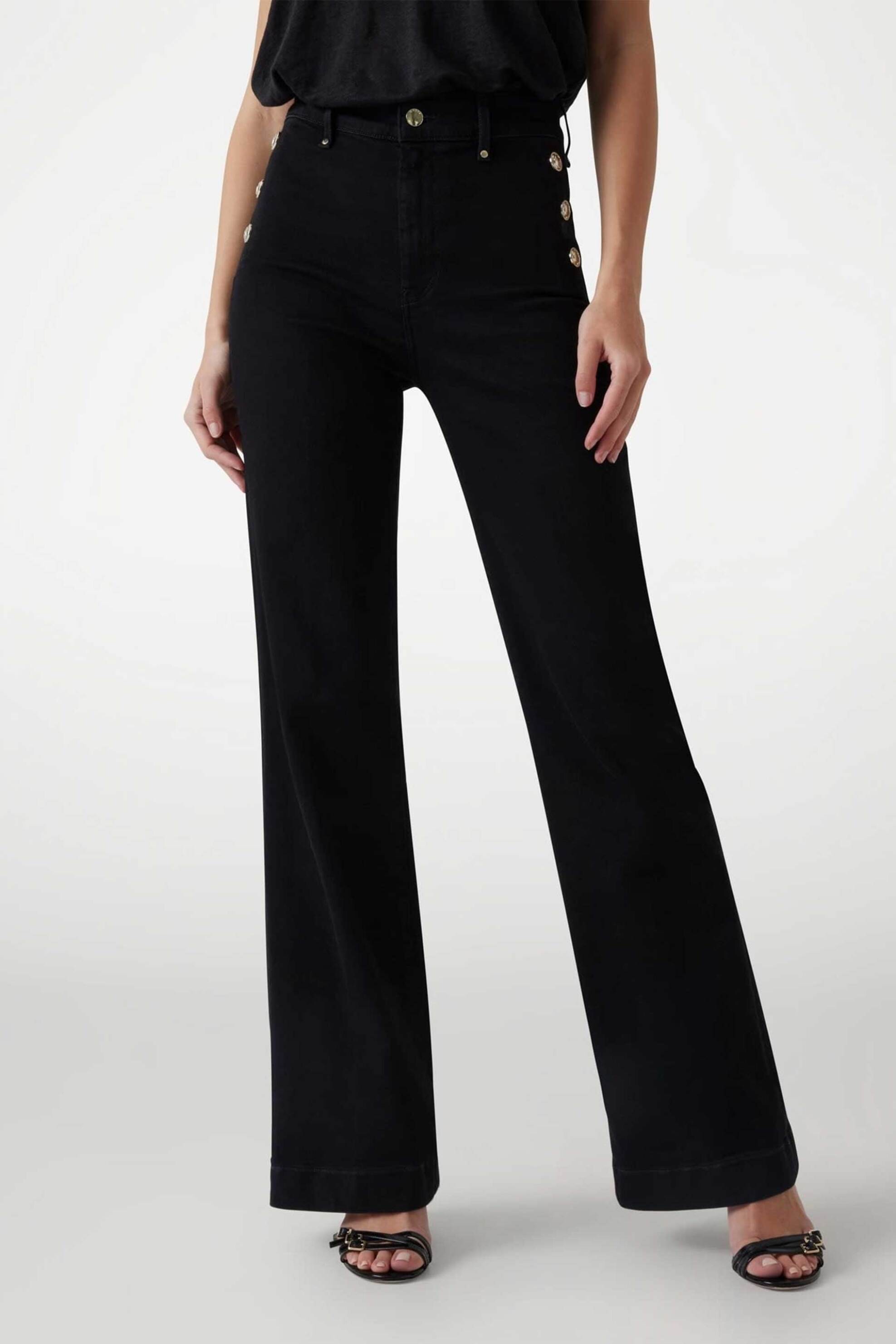 Guess γυναικείο τζιν με διακοσμητικά κουμπιά Wide Leg "New Faye" - W5RA0PD4PZ1 Μαύρο φωτογραφία
