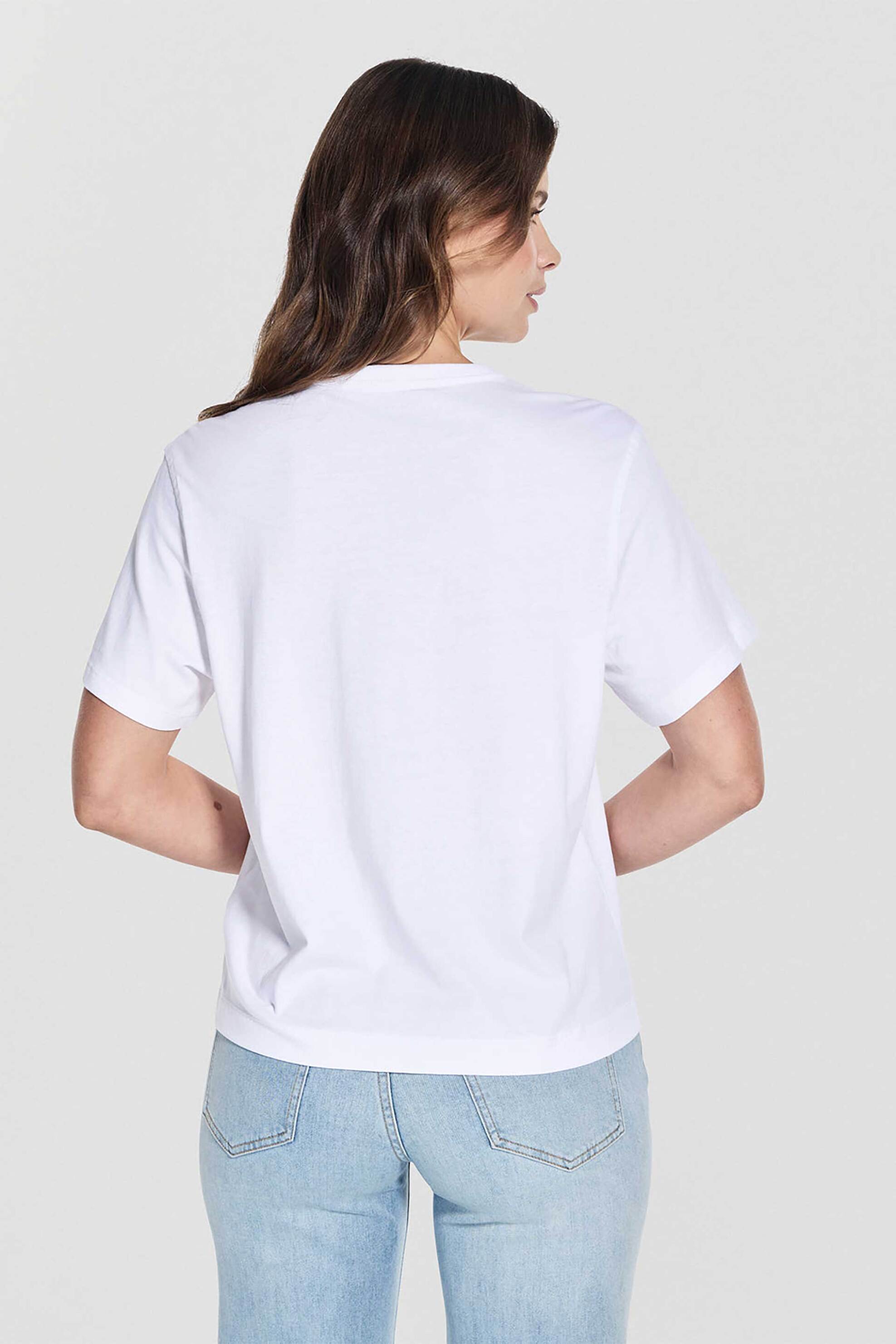 Guess γυναικείο T-shirt με ανάγλυφο λογότυπο και floral print Relaxed Fit - W5YI17I3Z14 Λευκό φωτογραφία