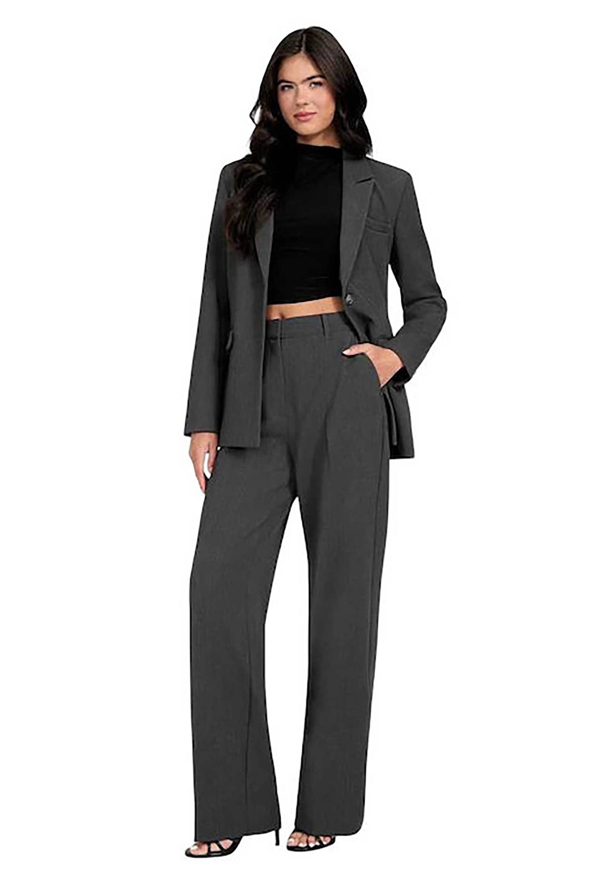 Guess γυναικείο σακάκι μονόχρωμο Slim Fit - W5BN53W2402 Γκρι