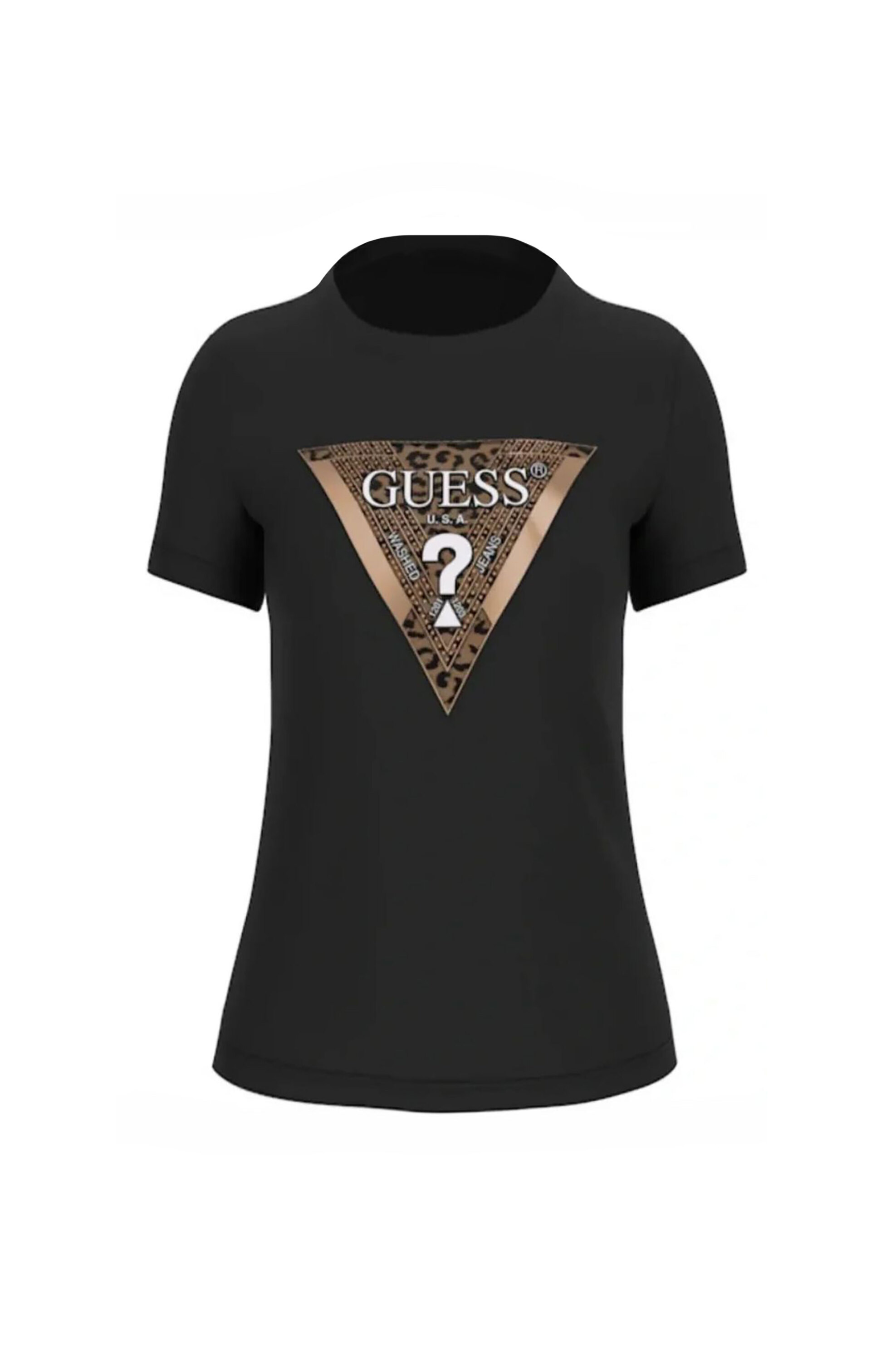 Guess γυναικείο T-shirt με λογότυπο στο στήθος "Leo Triangle" - W5BI28J1314 Μαύρο