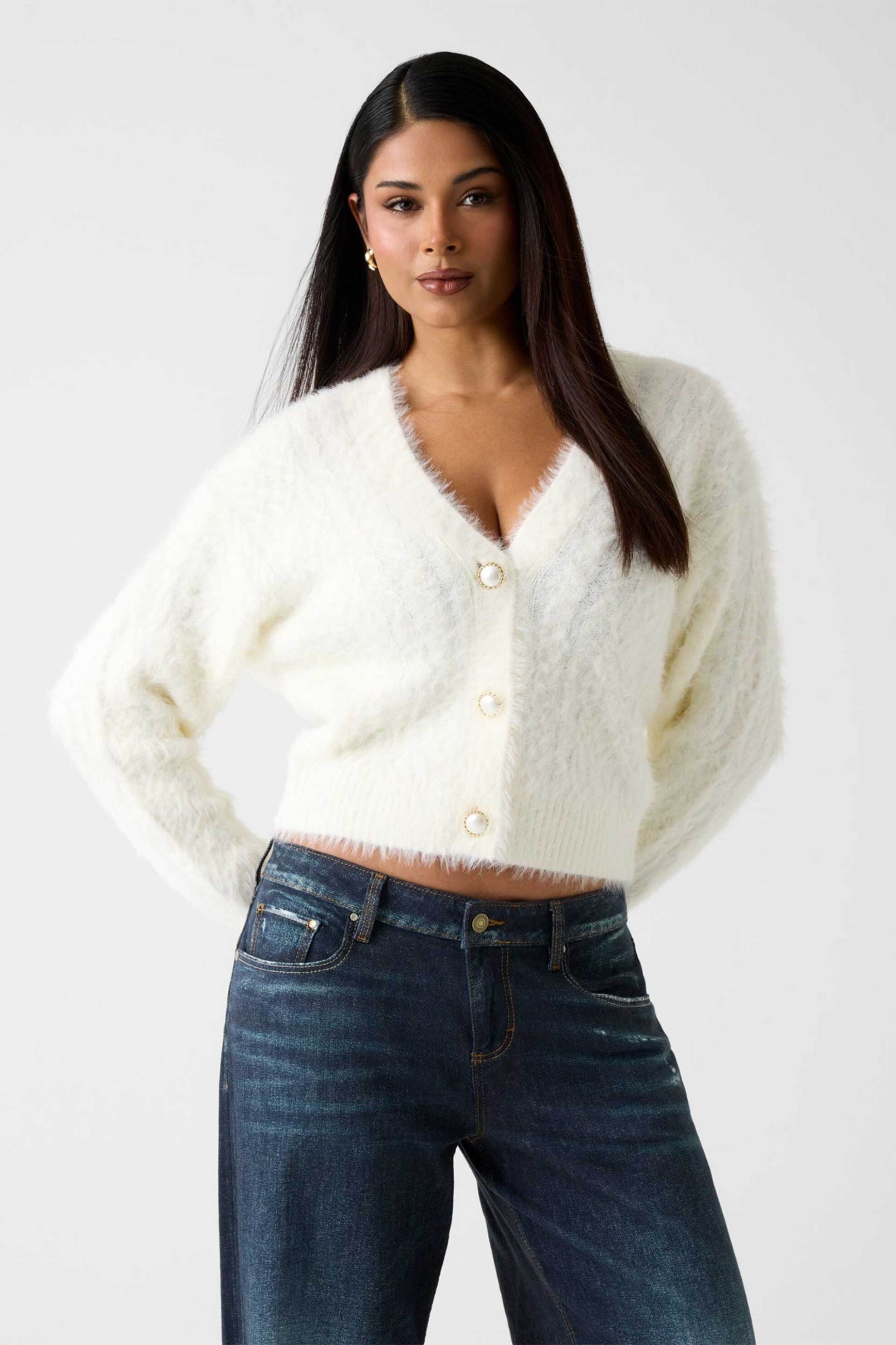 Guess γυναικεία ζακέτα με πλεξούδες "Kinako" - W5BR0DZ3BH0 Λευκό