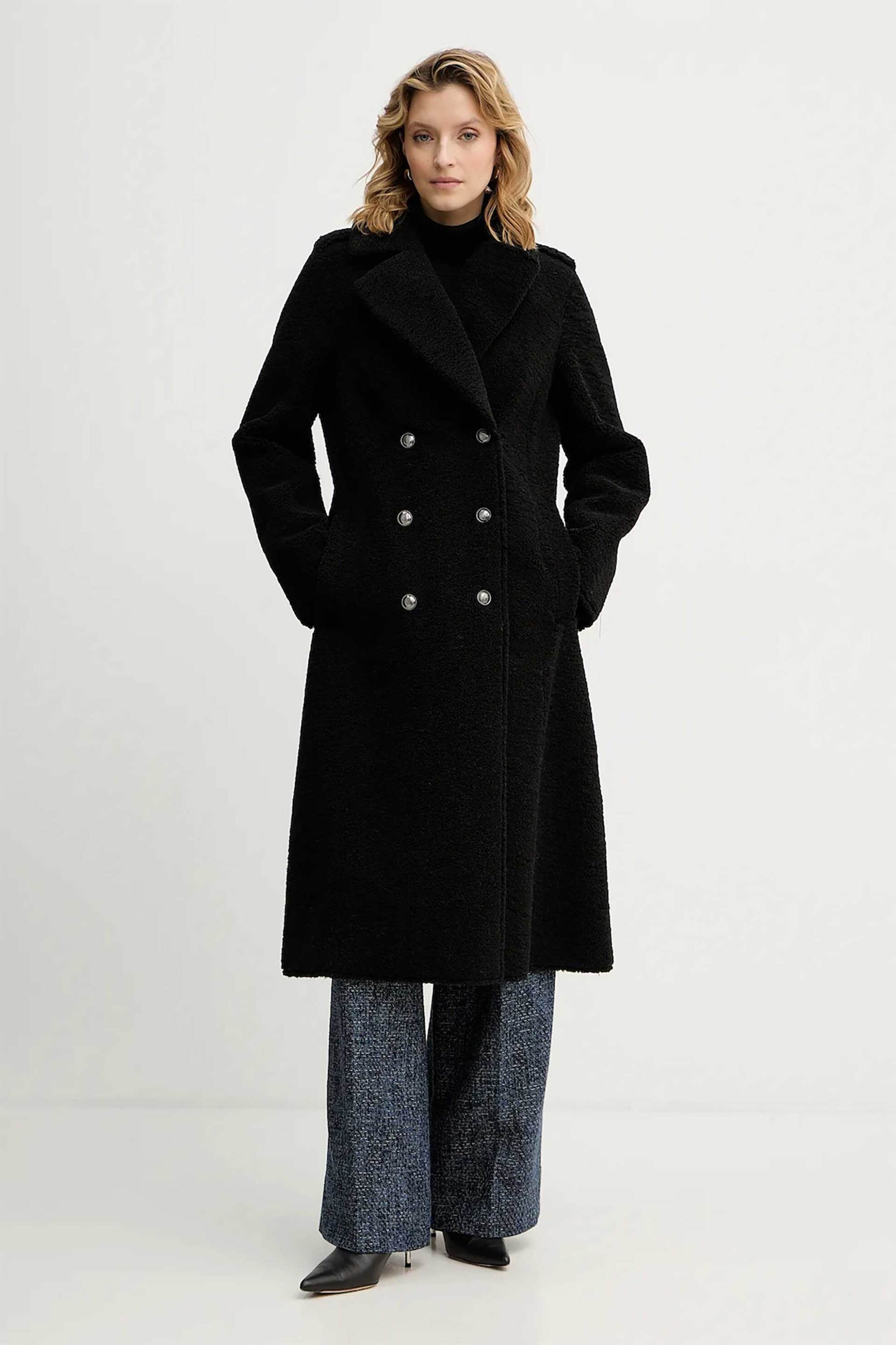 Guess γυναικείο παλτό με γιακά "Laila" - W5BL62W4190 Μαύρο