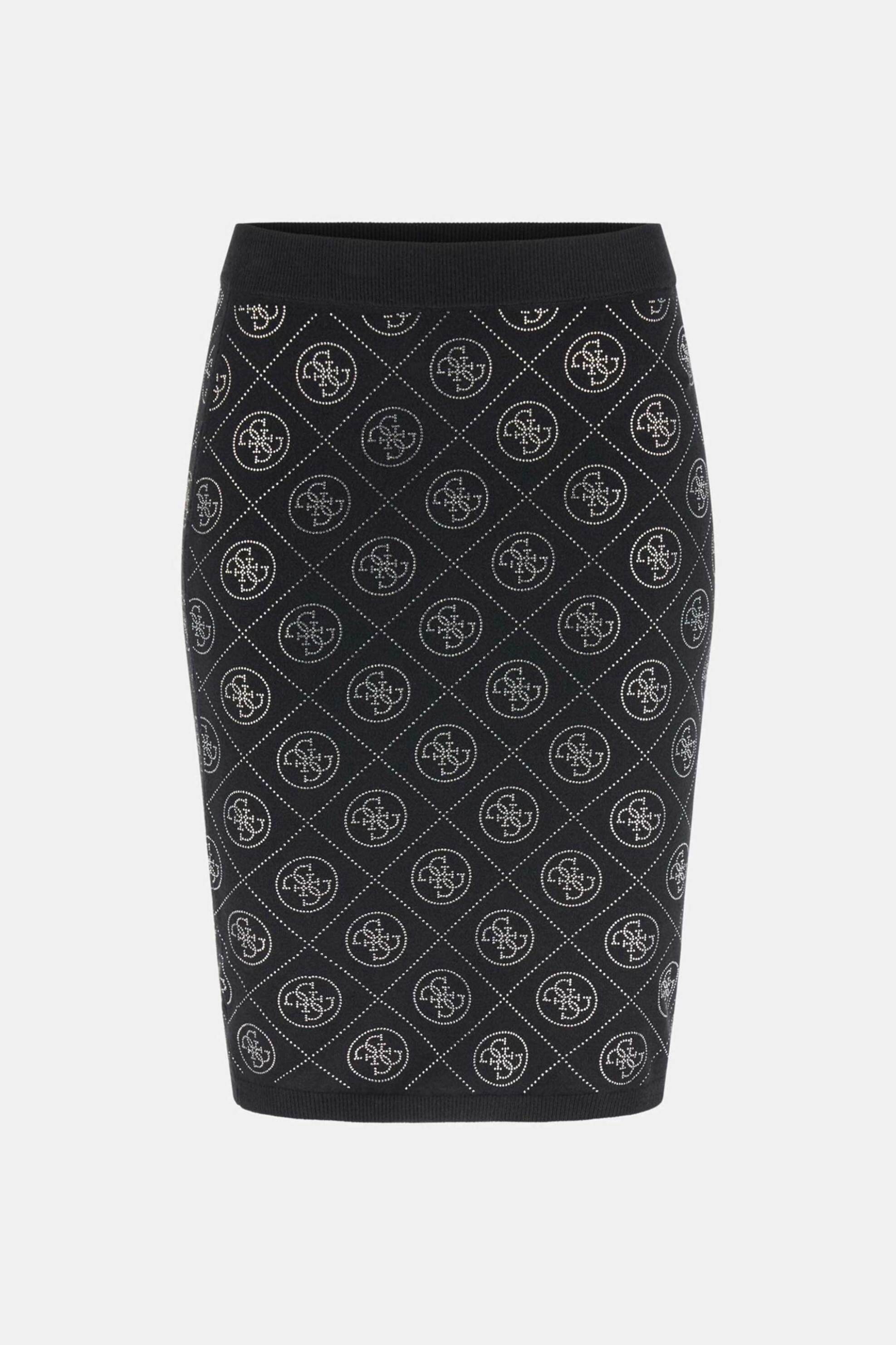 Guess Γυναικεία Mini Φούστα με All-Over Logo Print Regular Fit - W6Rd0Oz3Jd2 Μαύρο