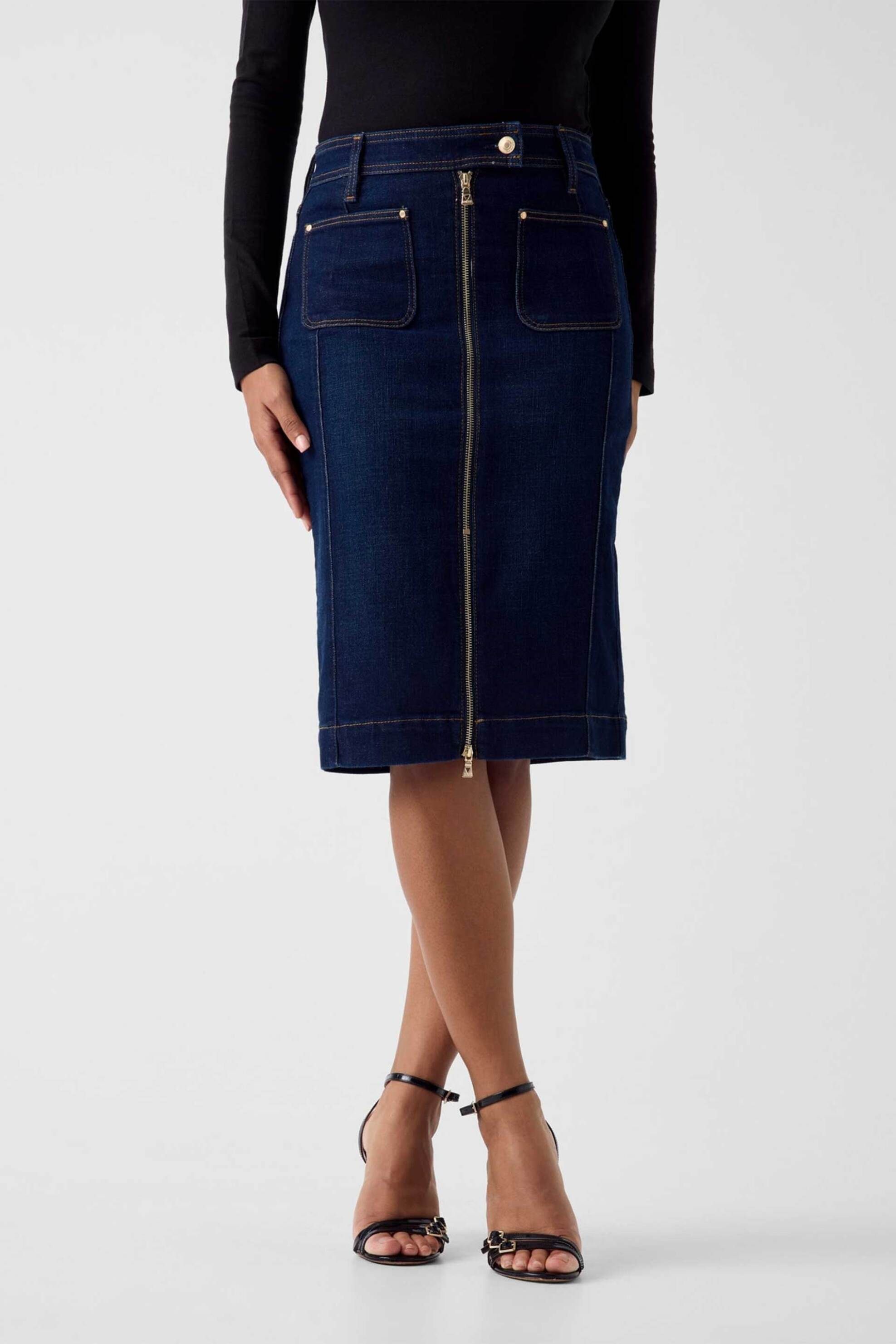 Guess γυναικεία midi denim φούστα Regular Fit - W6RD0UD6881 Denim Blue