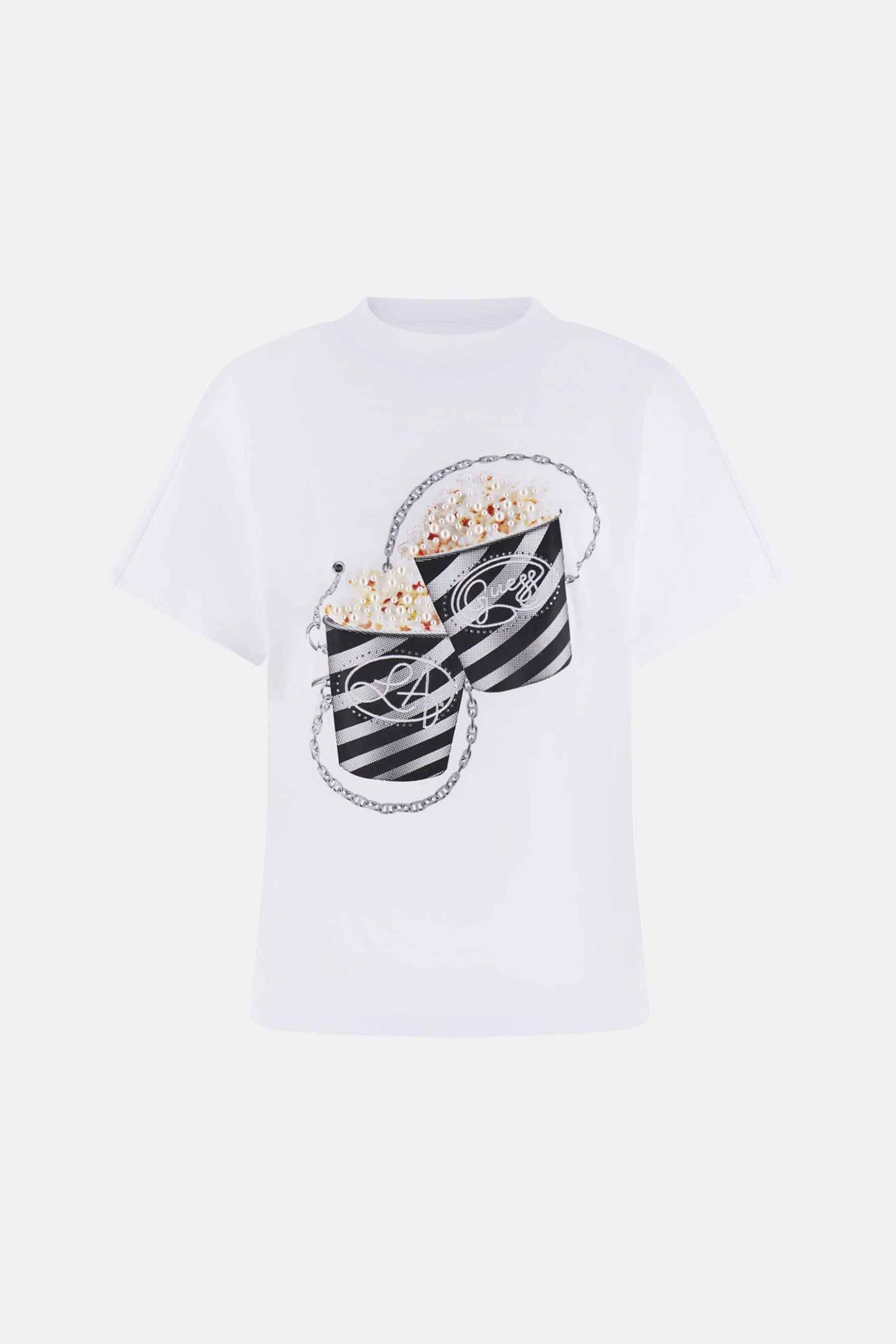 Guess Γυναικείο T-Shirt με Ανάγλυφο Print Και Στρας Regular Fit - W6Ri28I3Z14 Λευκό