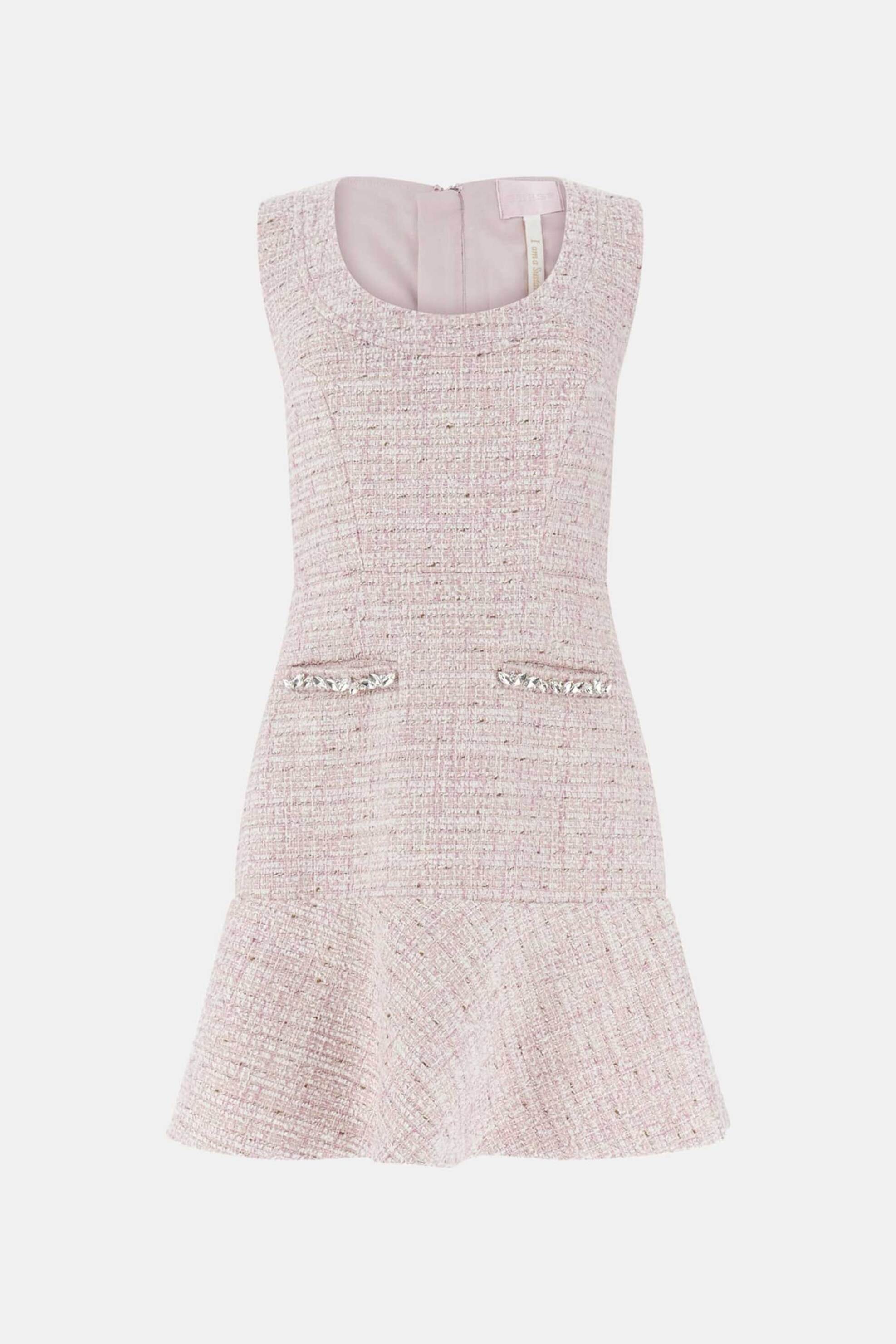 GUESS Guess γυναικείο mini αμάνικο tweed φόρεμα Regular Fit - W6RK28WJ632 Ροζ - 4