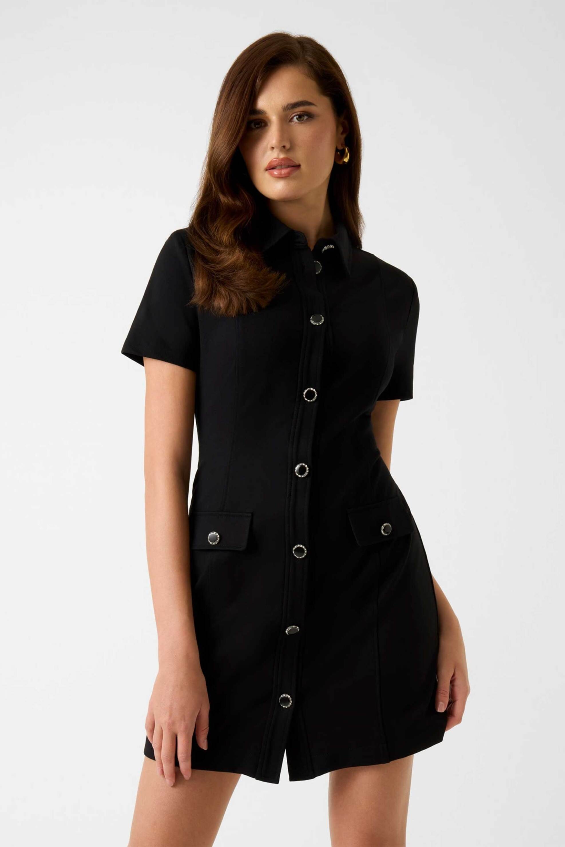Guess γυναικείο mini φόρεμα σεμιζιέ - W6RK34KCMU2 Μαύρο