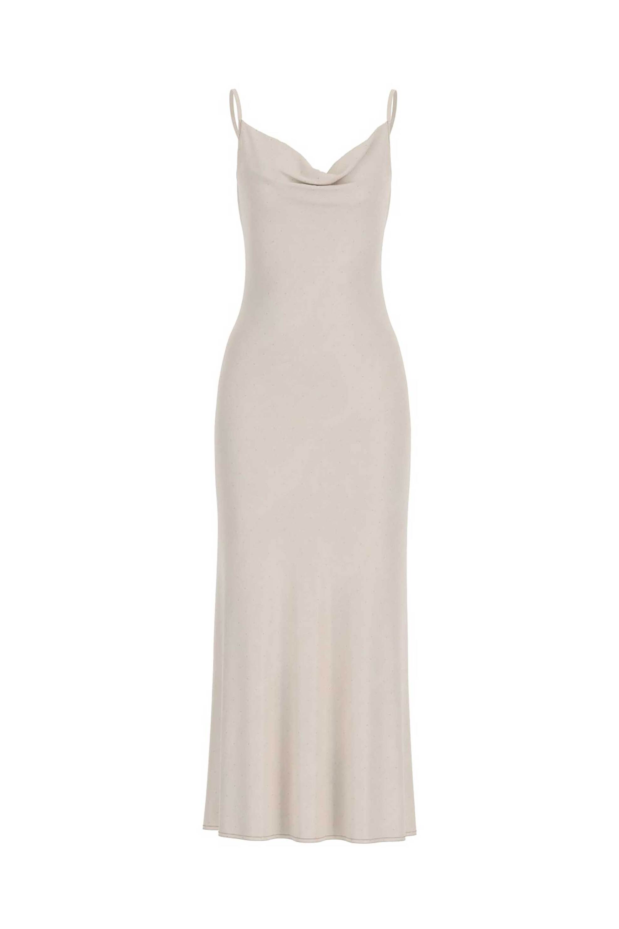Guess Γυναικείο Midi Αμάνικο Φόρεμα με Λεπτή Τιράντα Slim Fit Akilina - W6Rk50Wj732 Μπεζ