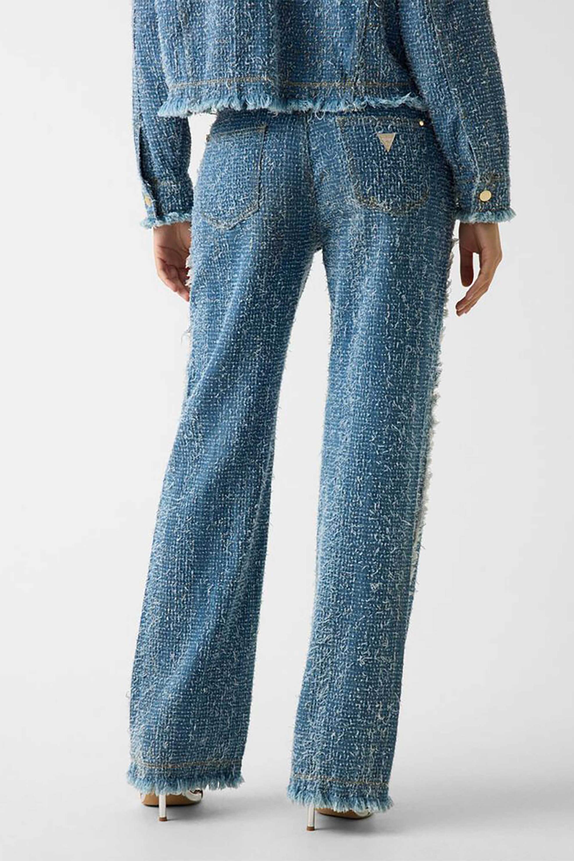 GUESS Guess γυναικείο tweed τζιν παντελόνι πεντάτσεπο Wide Leg - W6RA3ED6871 Denim Blue - 3