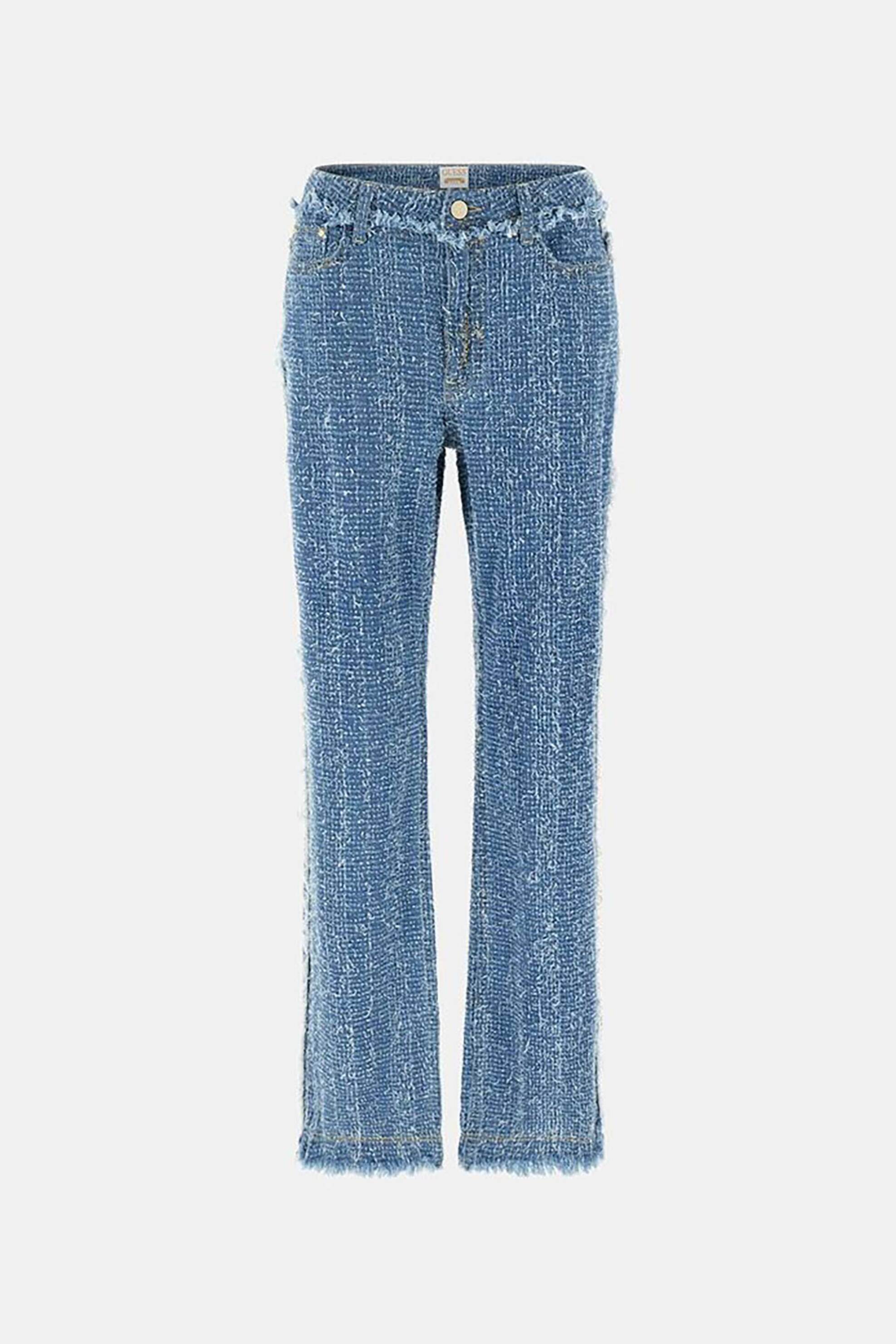 GUESS Guess γυναικείο tweed τζιν παντελόνι πεντάτσεπο Wide Leg - W6RA3ED6871 Denim Blue - 4