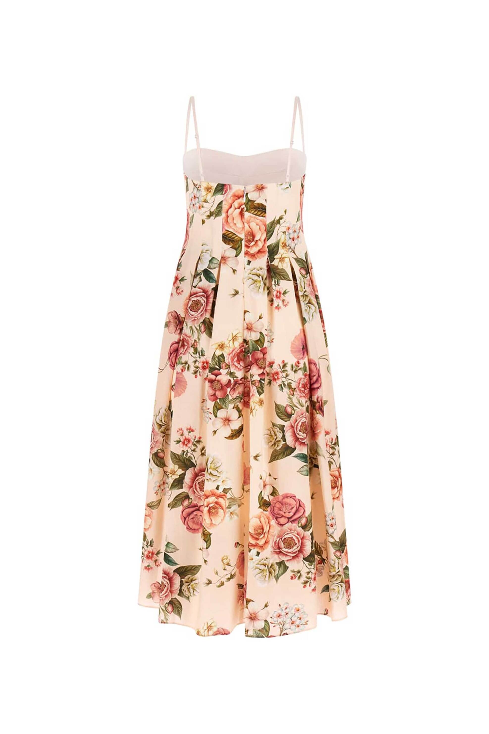 Guess Γυναικείo Midi Αμάνικο Φόρεμα με Floral Print Bria&Apos - W6Gkafw2558 Ροζ